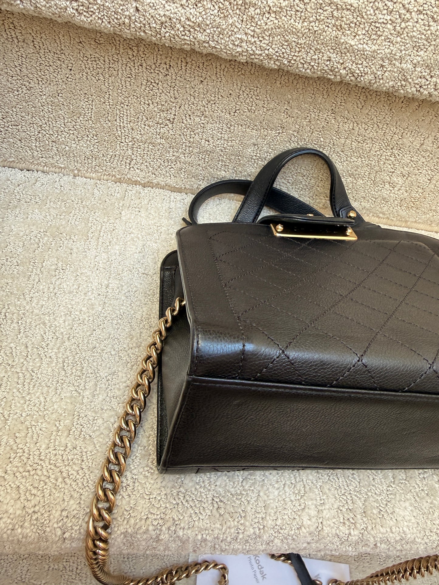 Chanel Grained Calfskin Stitched Label Click Shopper Tote Small and Black