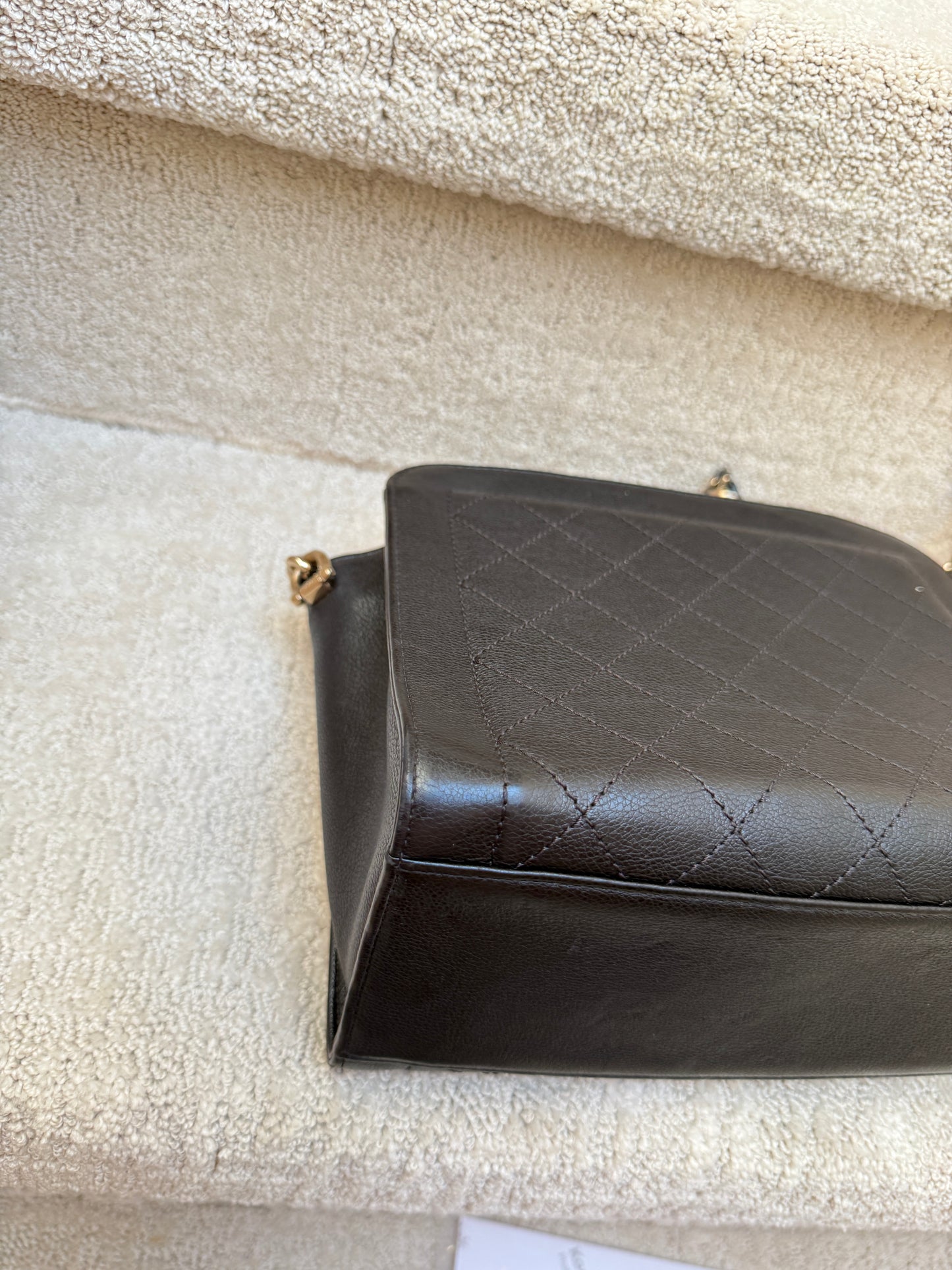 Chanel Grained Calfskin Stitched Label Click Shopper Tote Small and Black