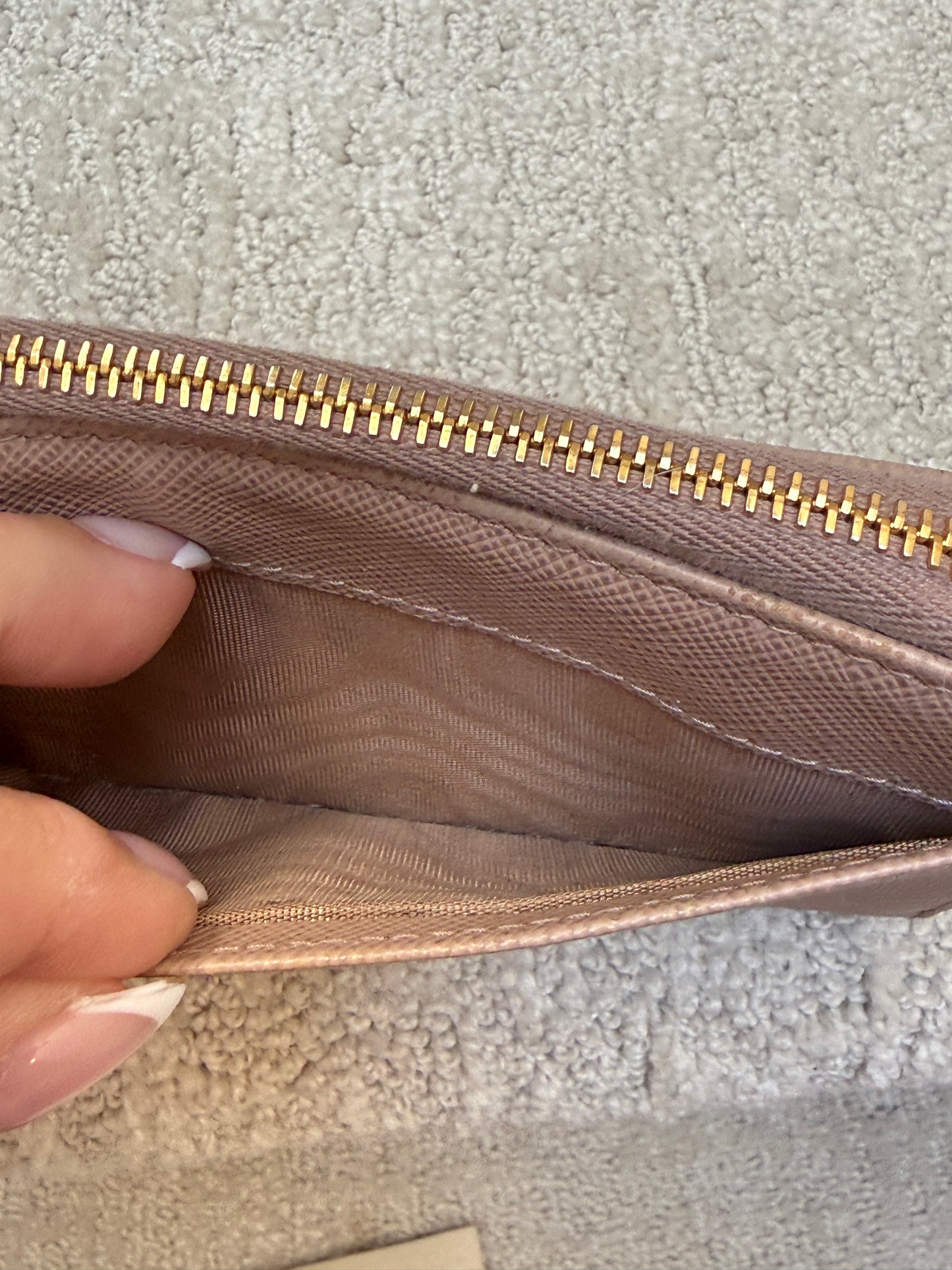 Prada Half Wallet in Beige