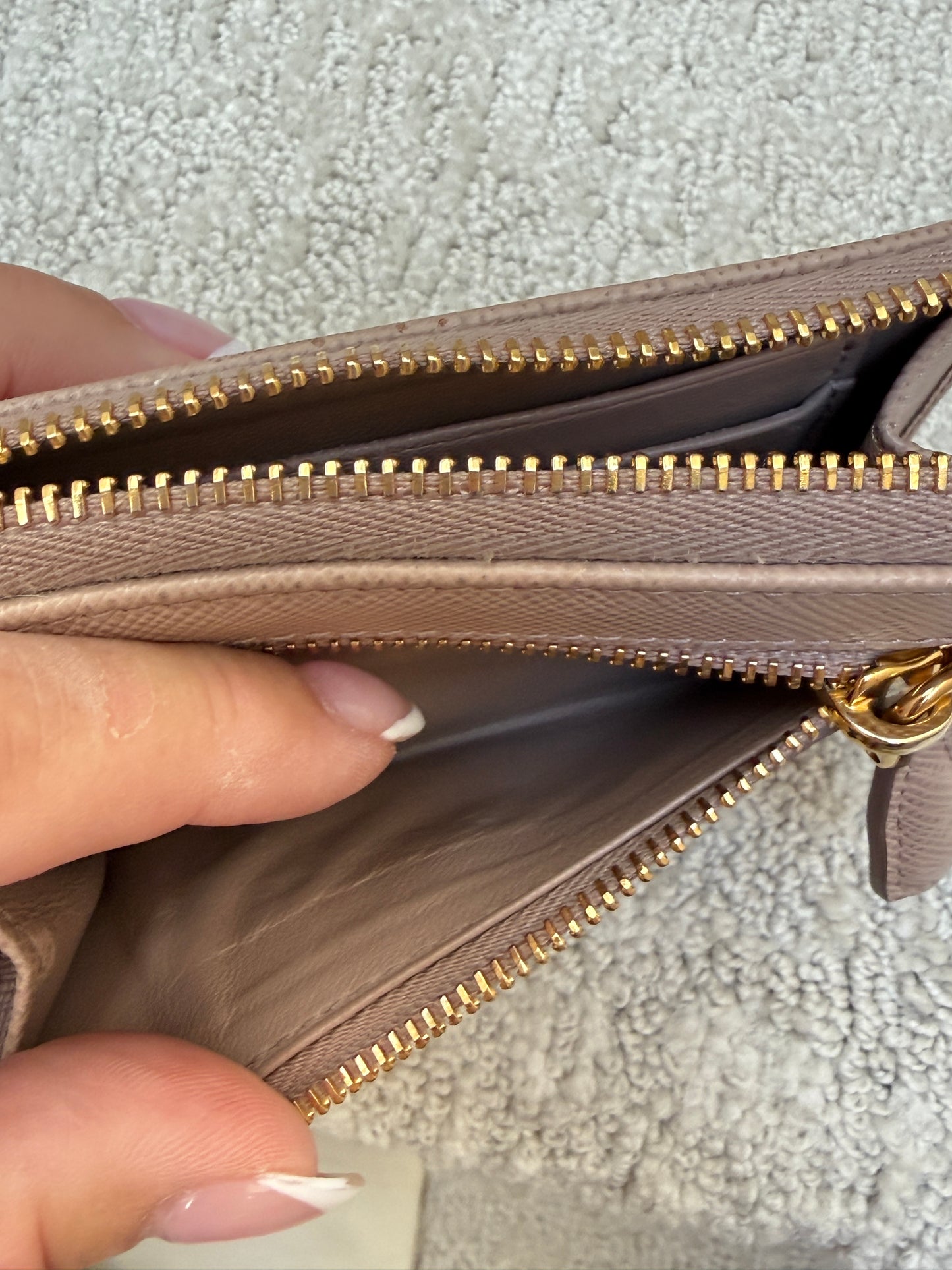 Prada Half Wallet in Beige