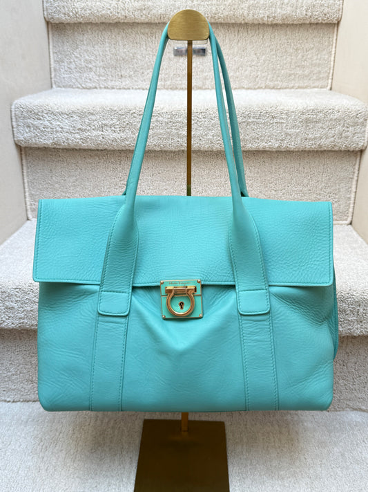 Salvatore Ferragamo Sookie Satchel with Gancini logo in gold