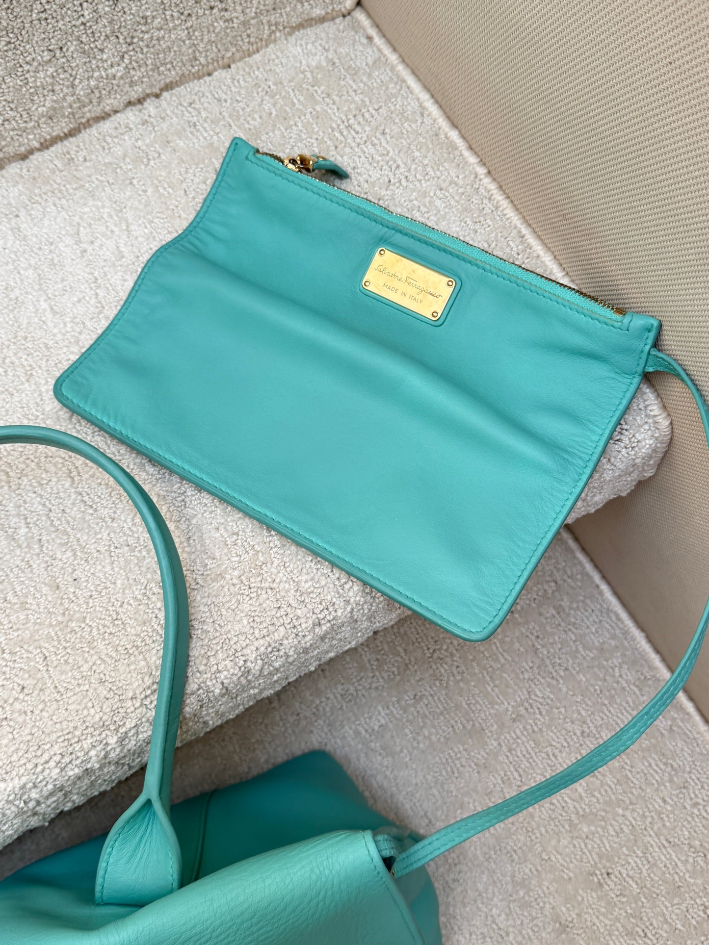 Salvatore Ferragamo Sookie Satchel with Gancini logo in gold