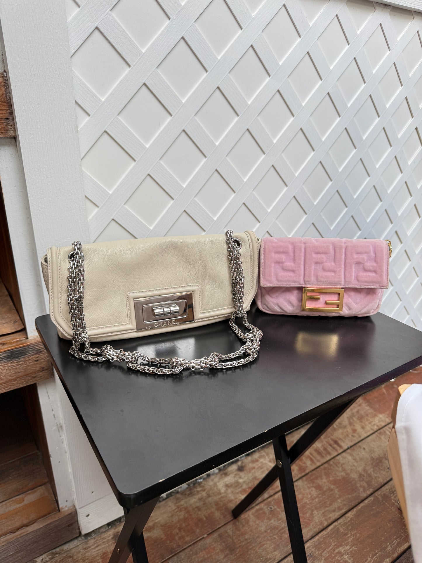 Chanel Calfskin Mademoiselle Lock Bijoux Chain Flap White Pre-Owned