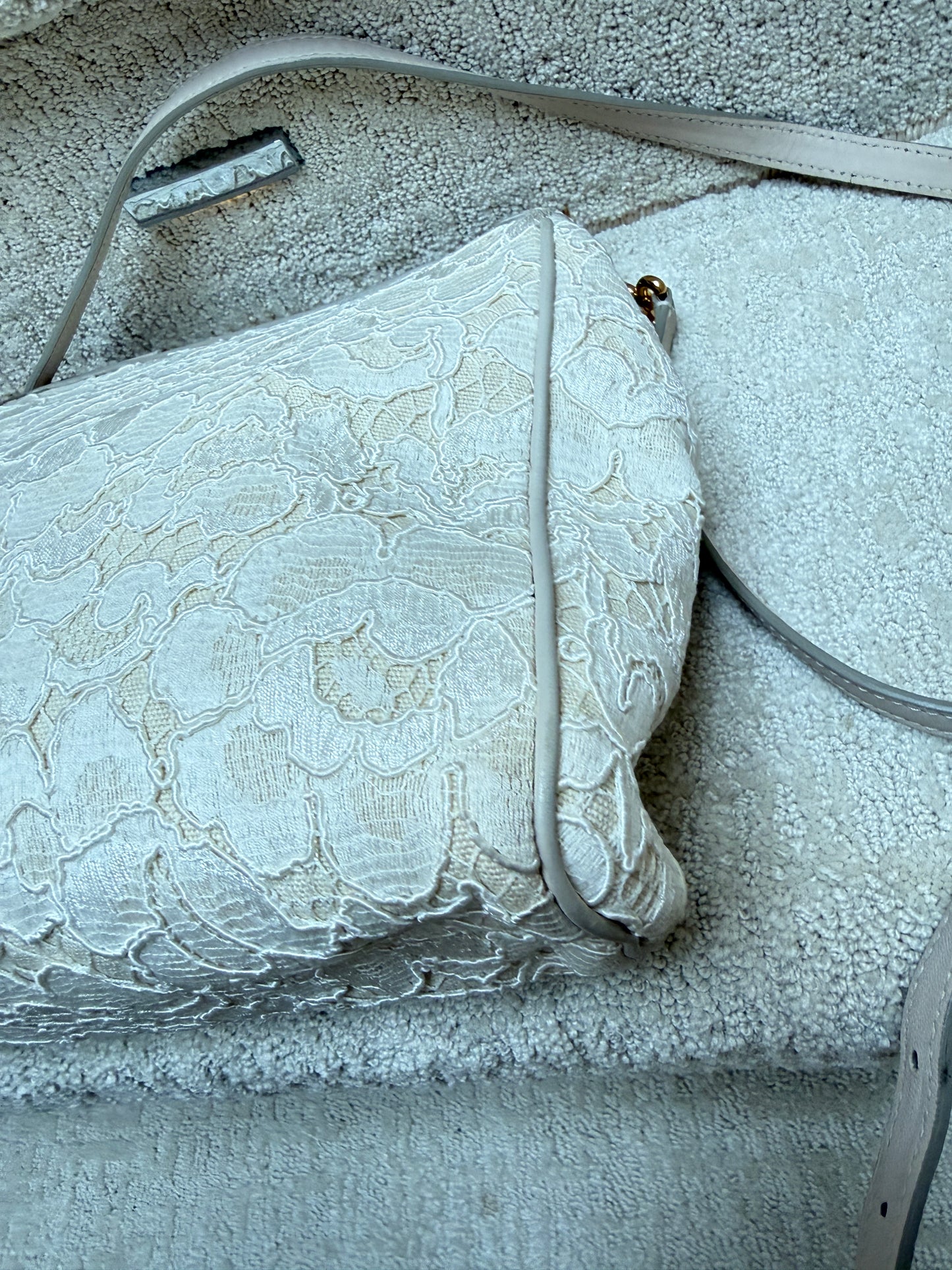 Dolce and Gabbana Sicily Handbag in cream lace fabric