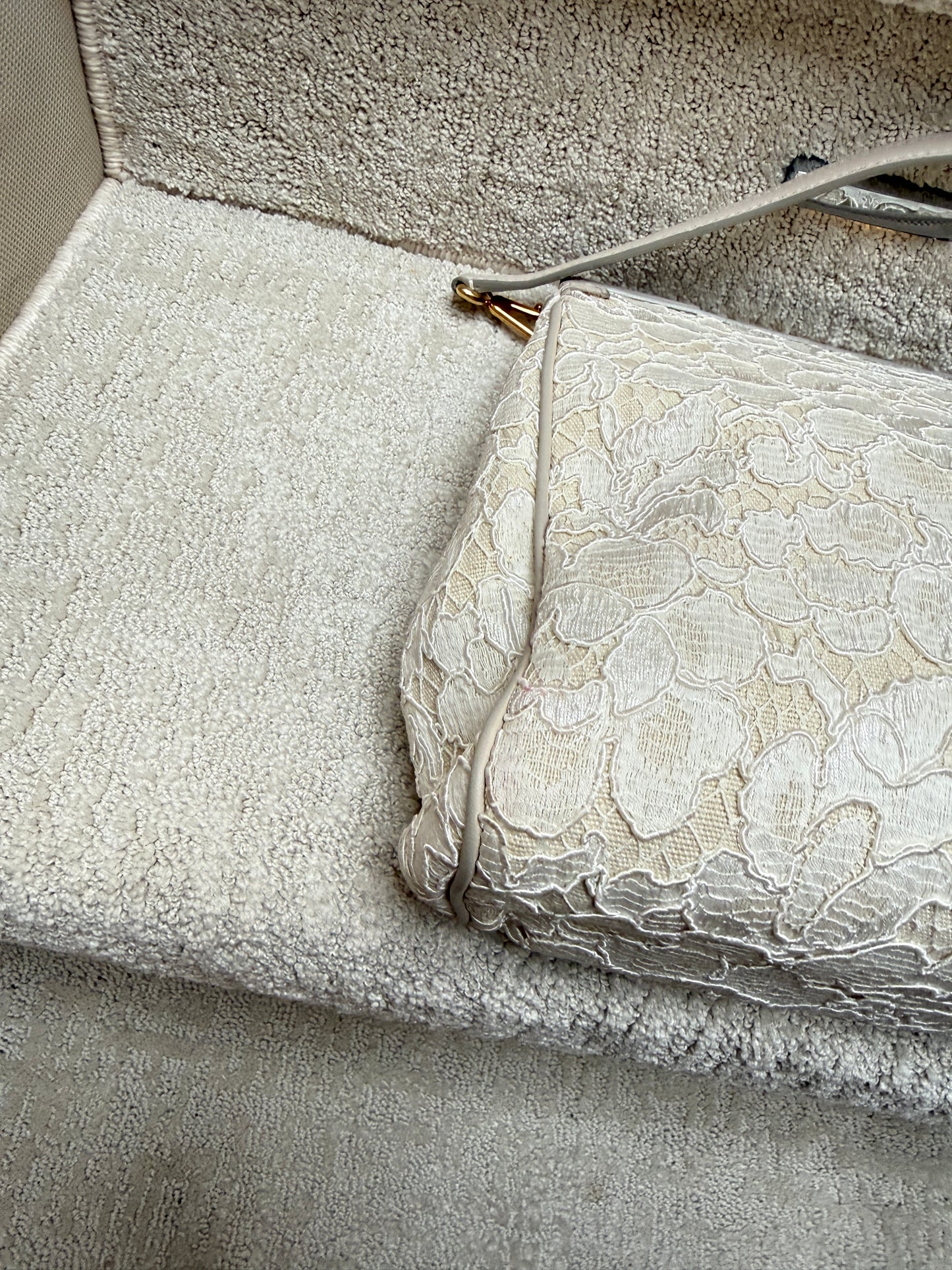 Dolce and Gabbana Sicily Handbag in cream lace fabric