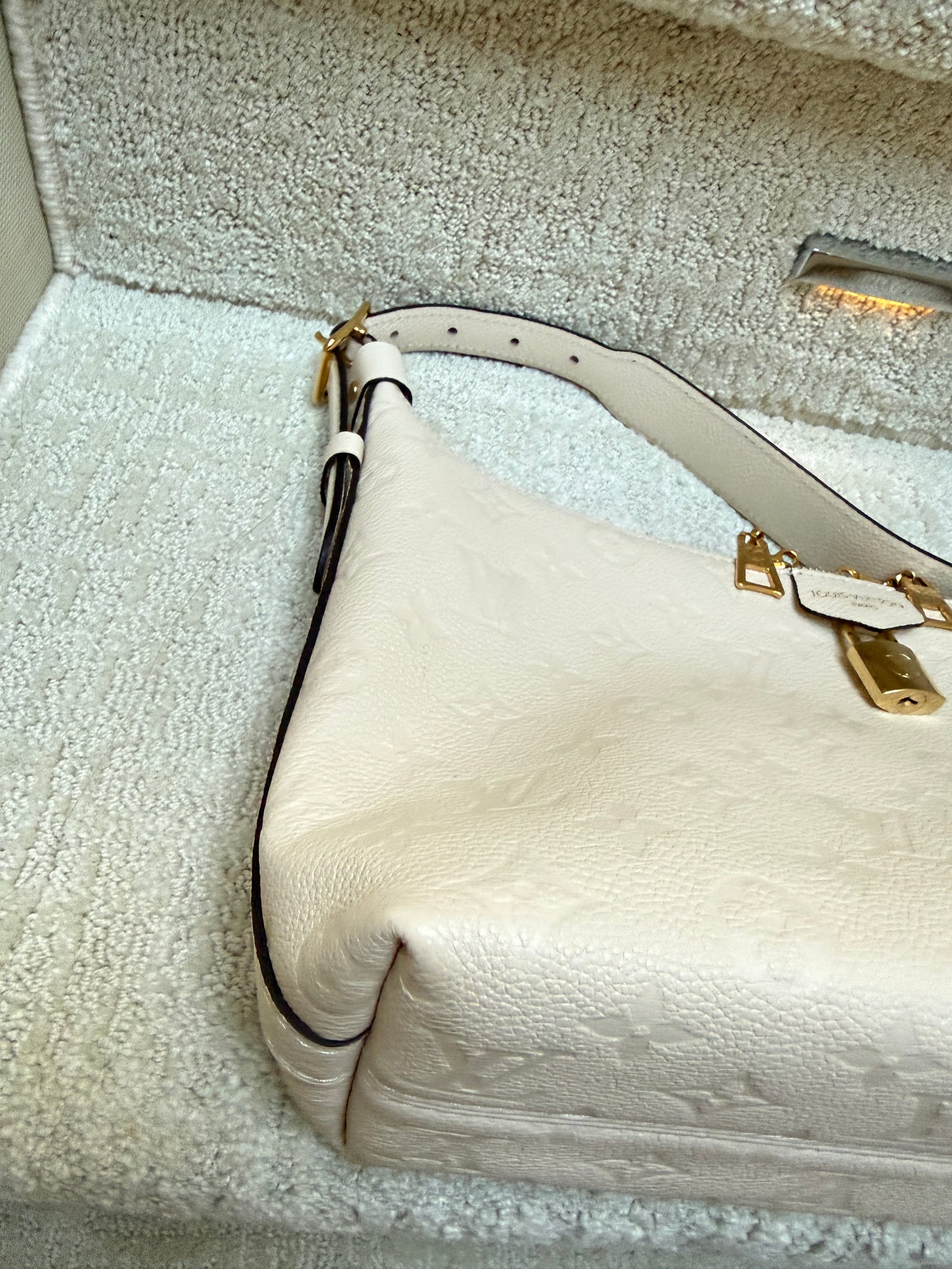Louis Vuitton Empreinte Monogram Sac Sport in Cream Pre-Owned
