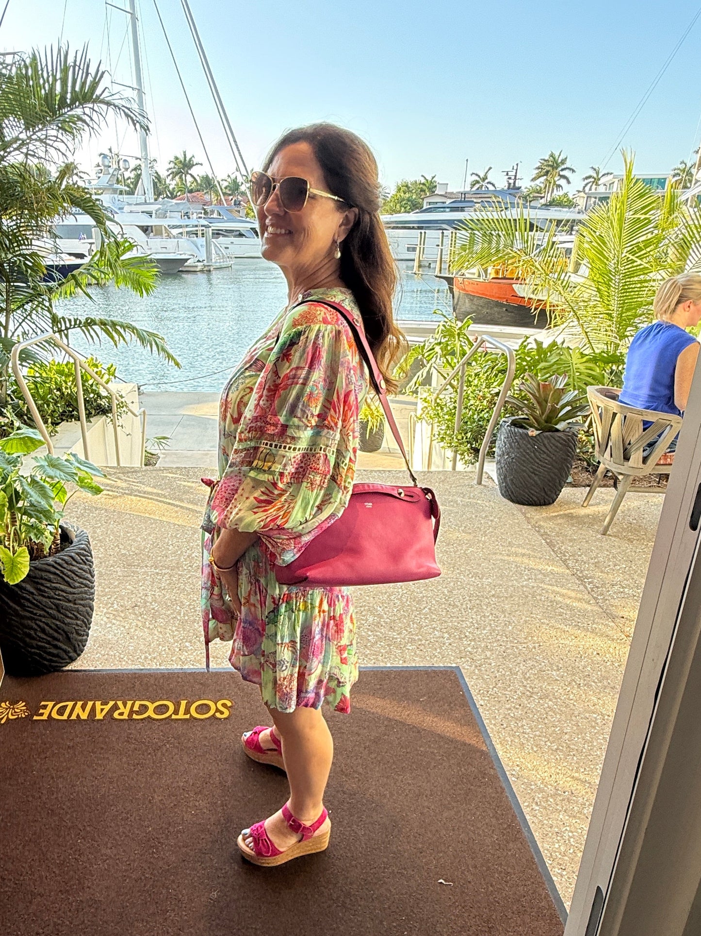 Fendi By The Way Bag Pink carried by shoulder strap shown on woman
