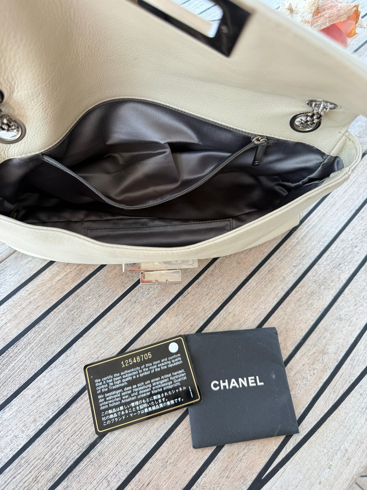 Chanel Calfskin Mademoiselle Lock Bijoux Chain Flap White Pre-Owned