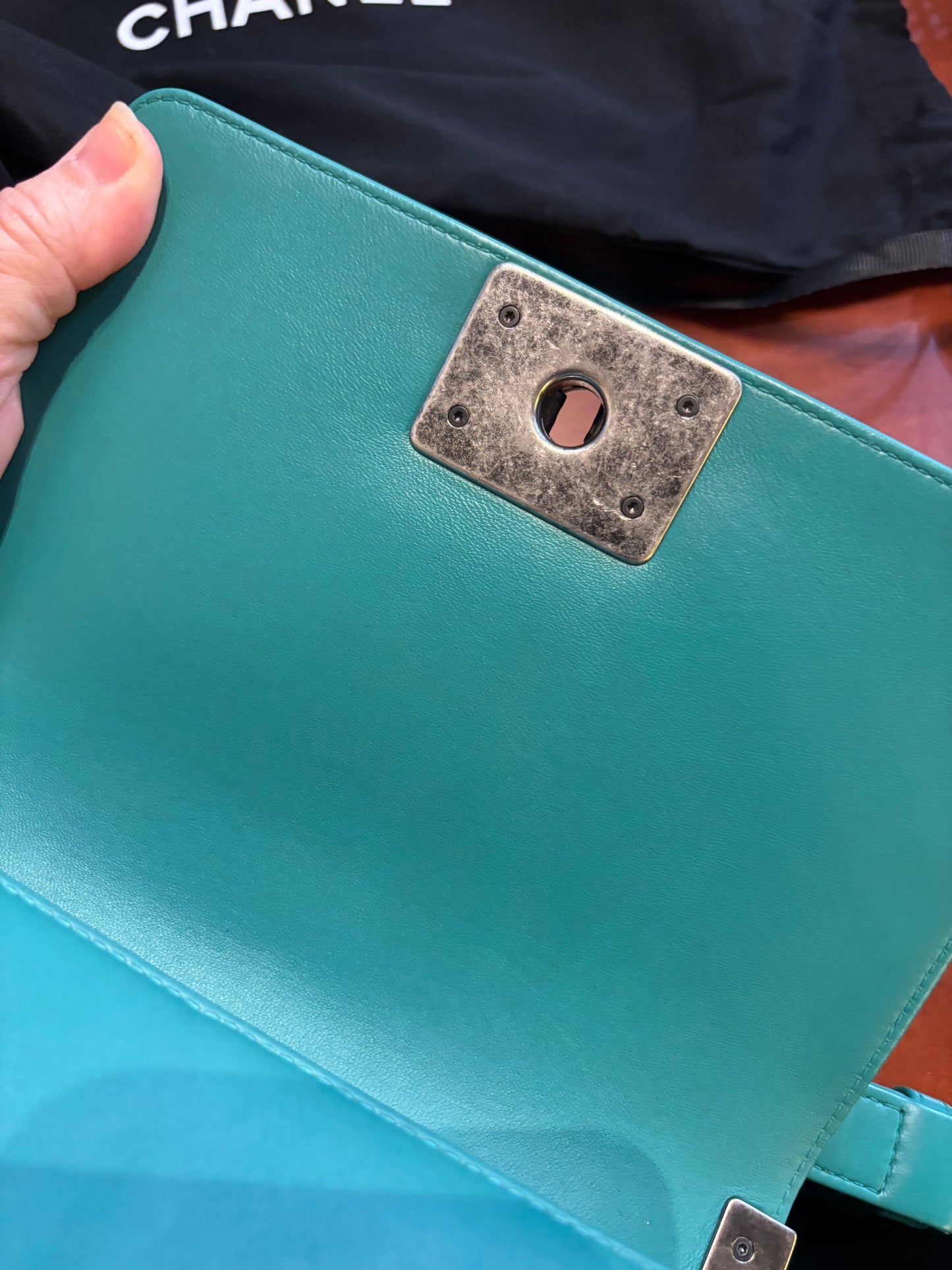 Chanel Galuchat Stingray Small Boy Flap Turquoise Pre-Owned