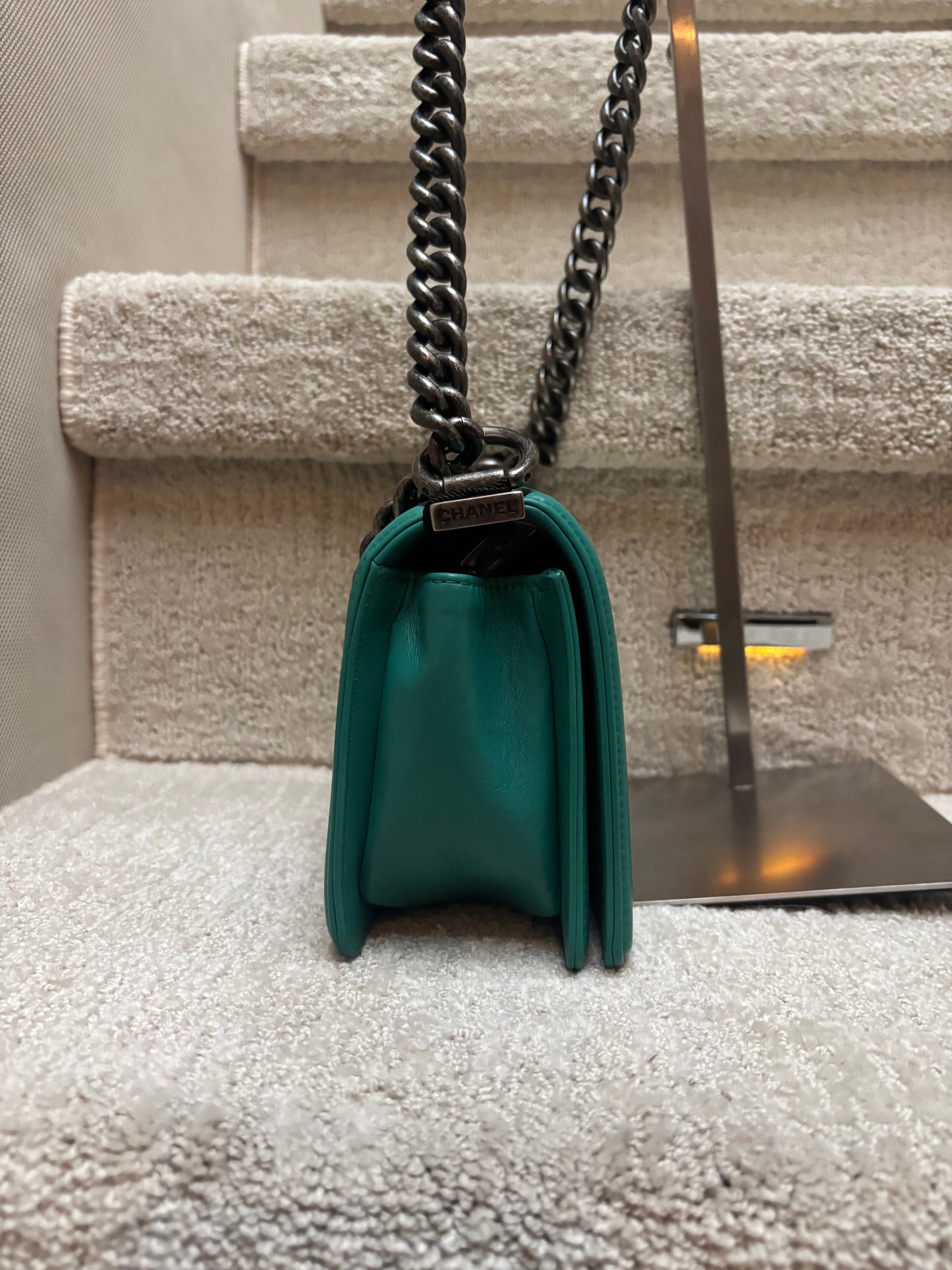 Chanel Galuchat Stingray Small Boy Flap Turquoise Pre-Owned