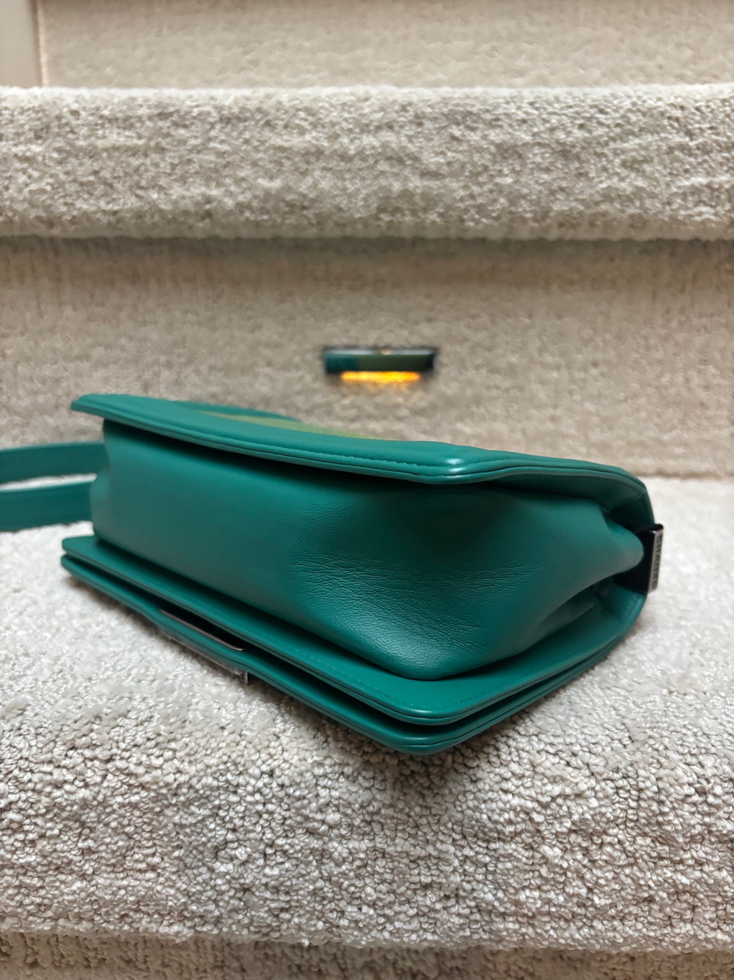 Chanel Galuchat Stingray Small Boy Flap Turquoise Pre-Owned