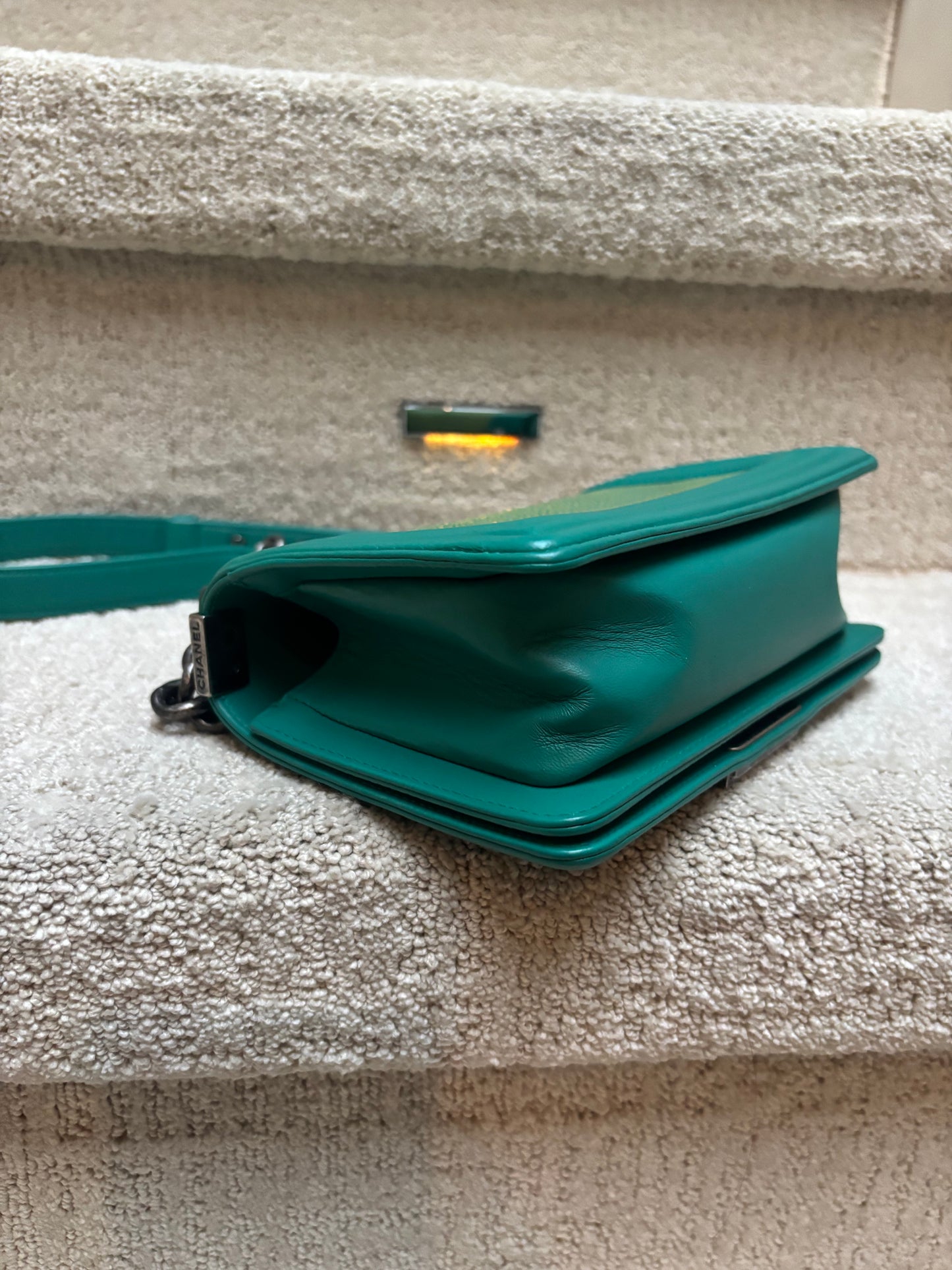 Chanel Galuchat Stingray Small Boy Flap Turquoise Pre-Owned