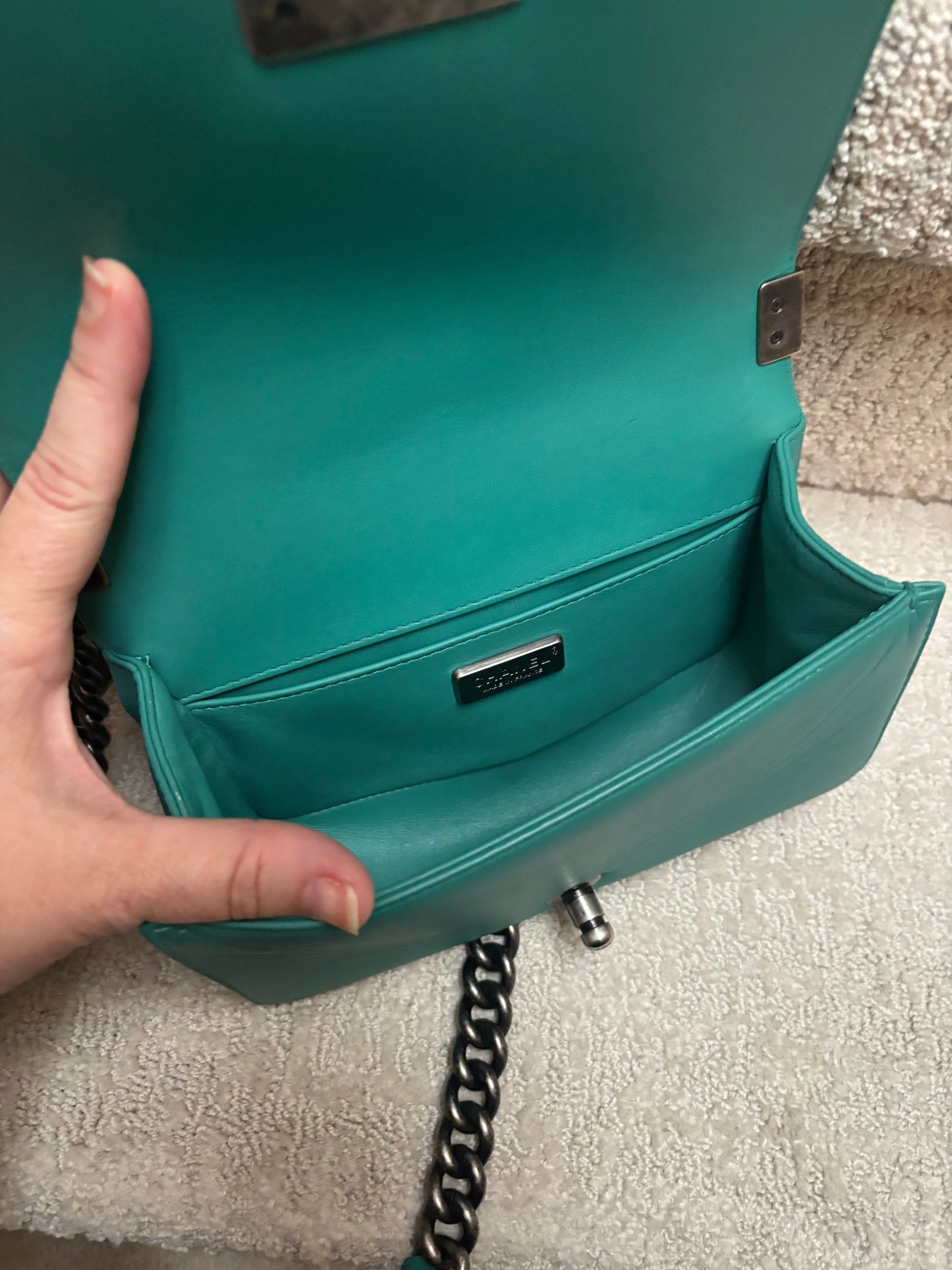 Chanel Galuchat Stingray Small Boy Flap Turquoise Pre-Owned