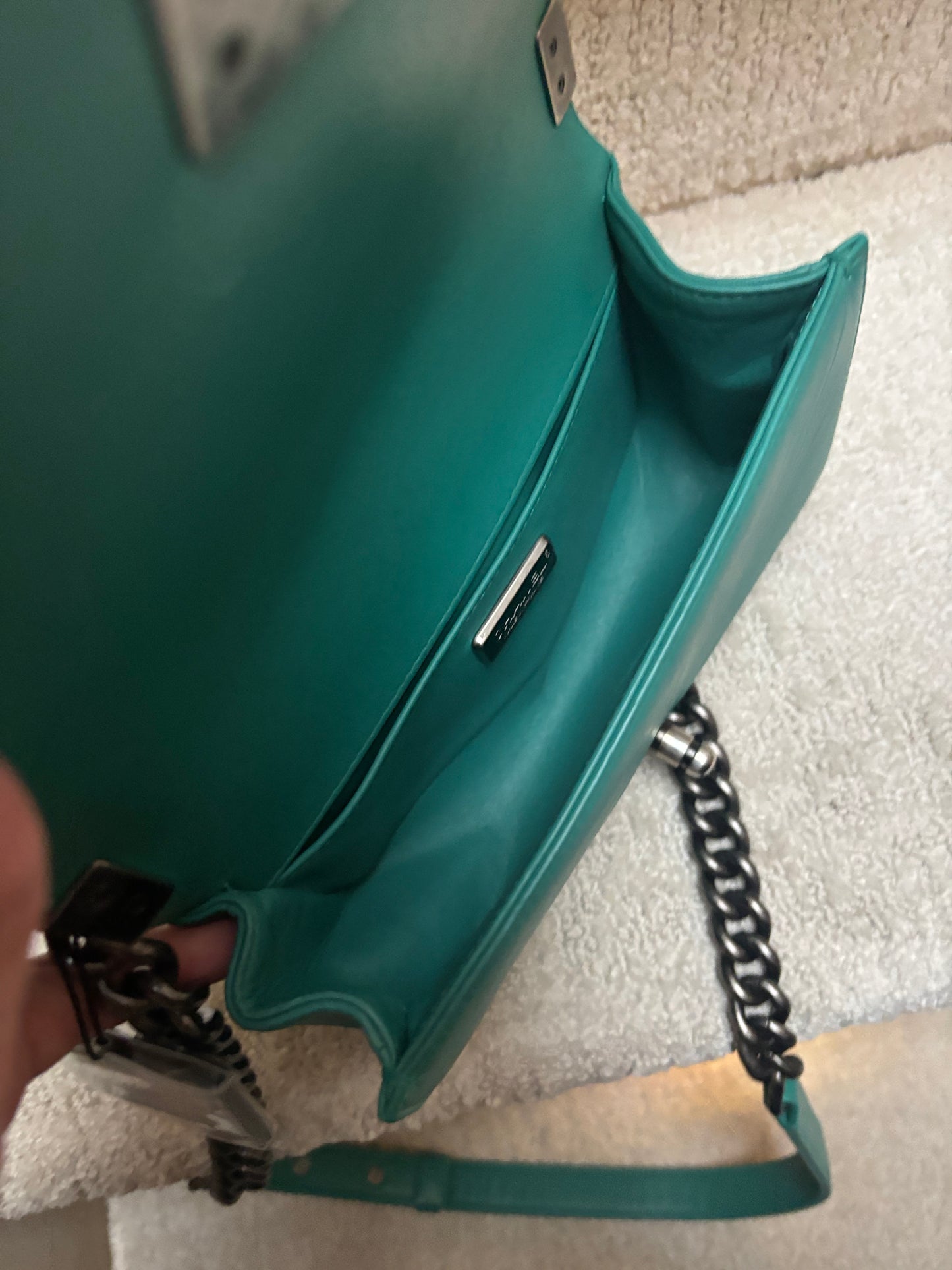Chanel Galuchat Stingray Small Boy Flap Turquoise Pre-Owned