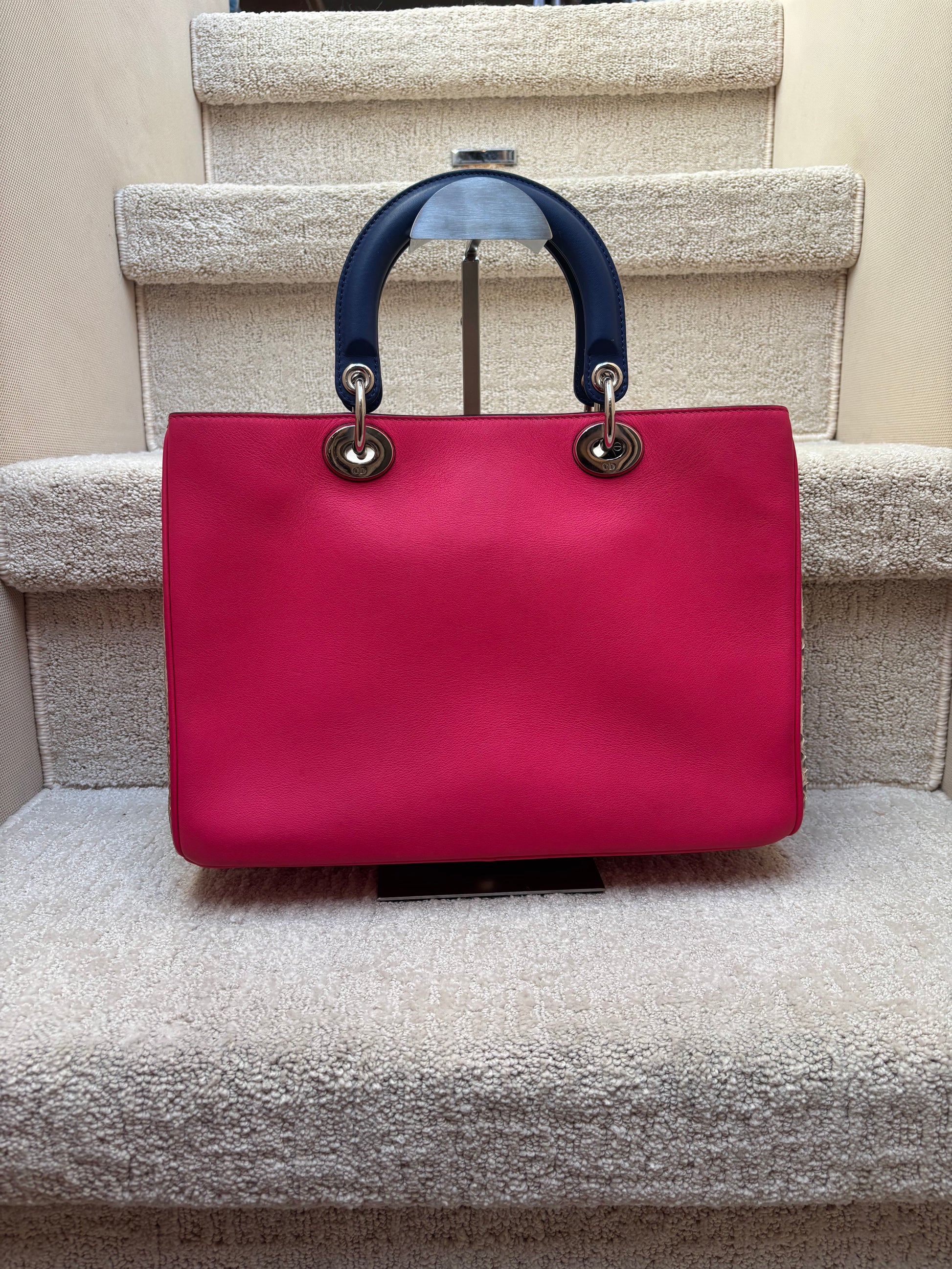 back side of dior purse for sale tri-color leather calfskin with python consignment