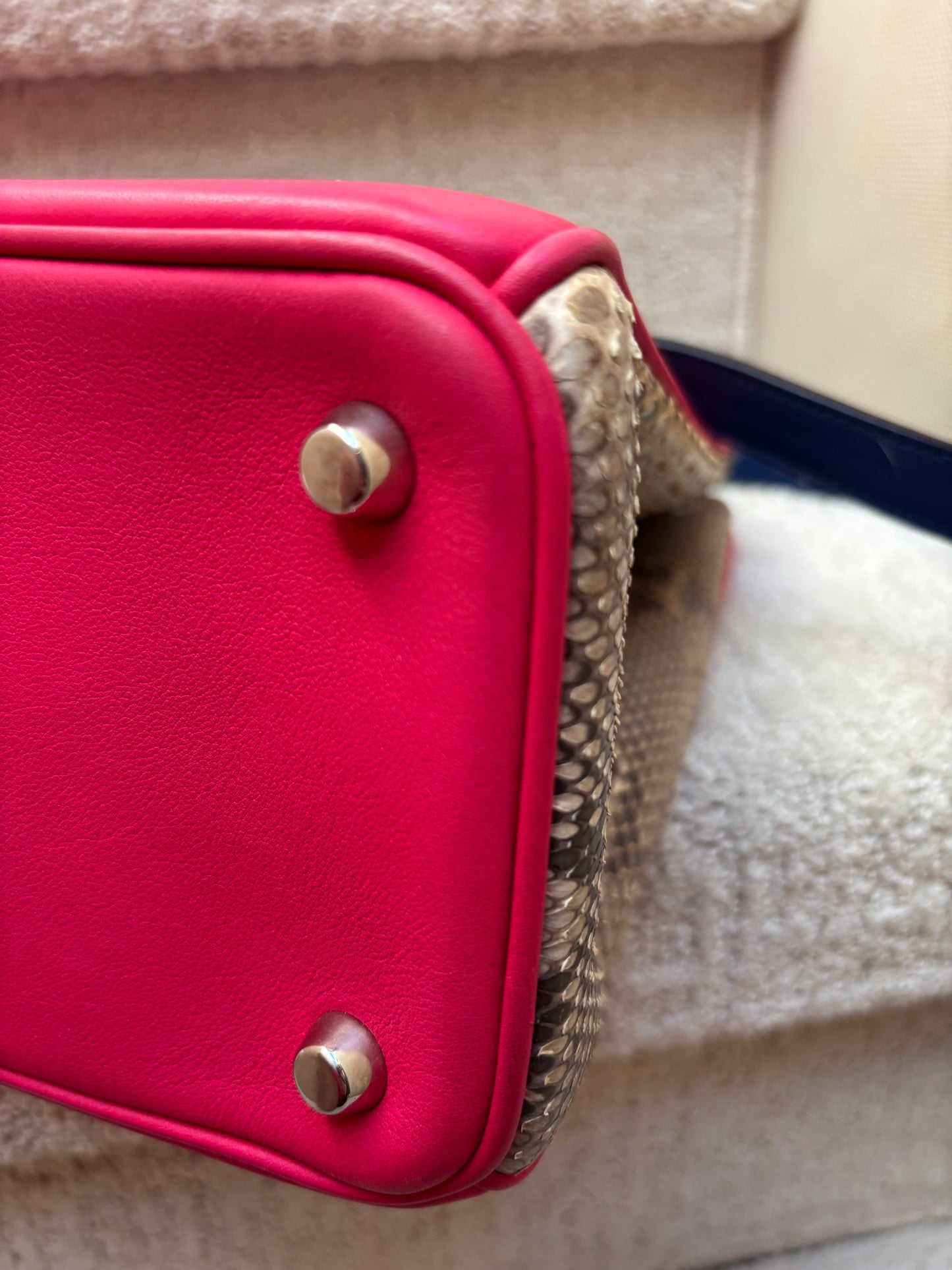 Christian Dior Diorissimo Tote in Hot Pink, Royal Blue & Python Pre-Owned