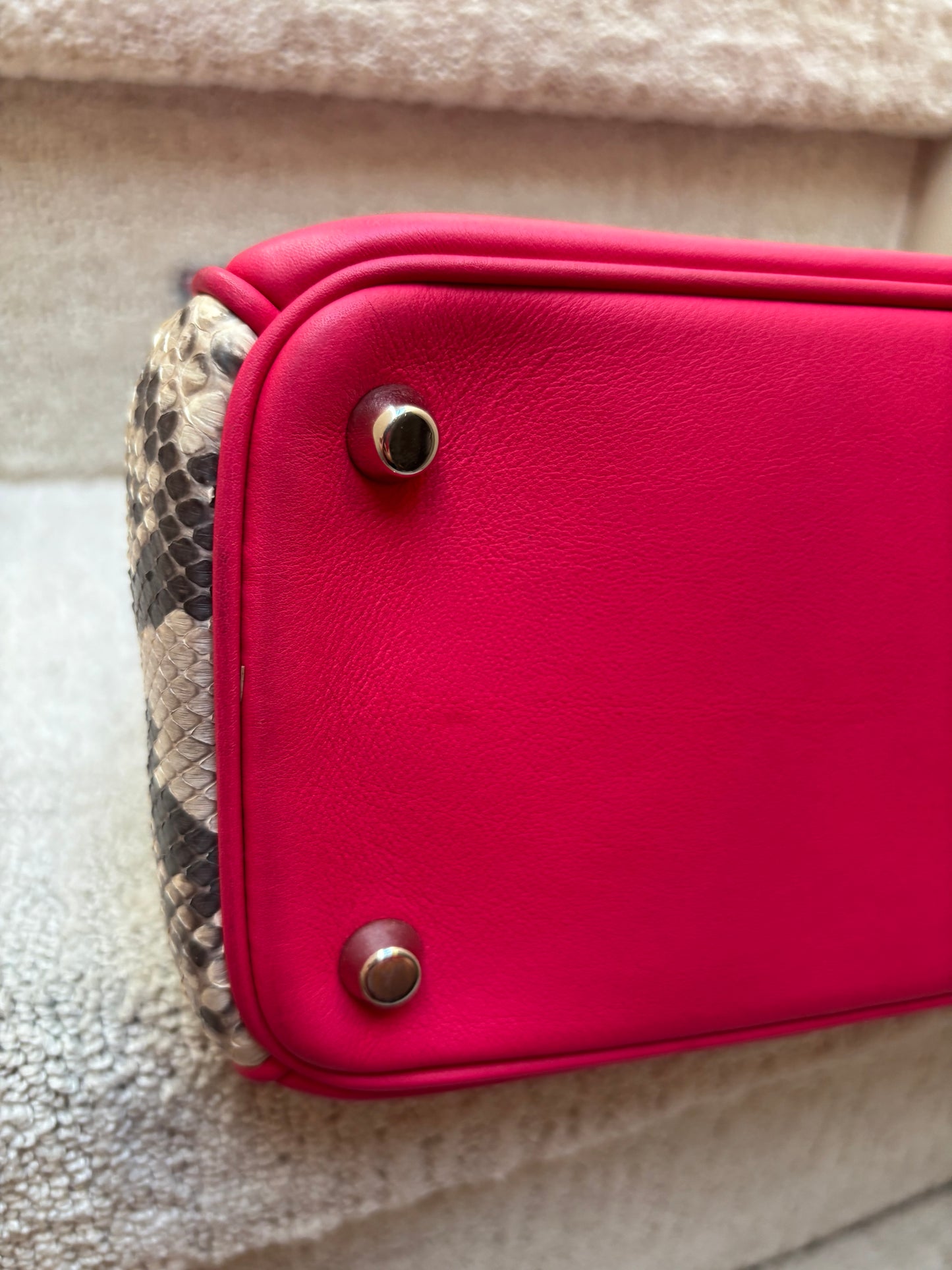 Christian Dior Diorissimo Tote in Hot Pink, Royal Blue & Python Pre-Owned