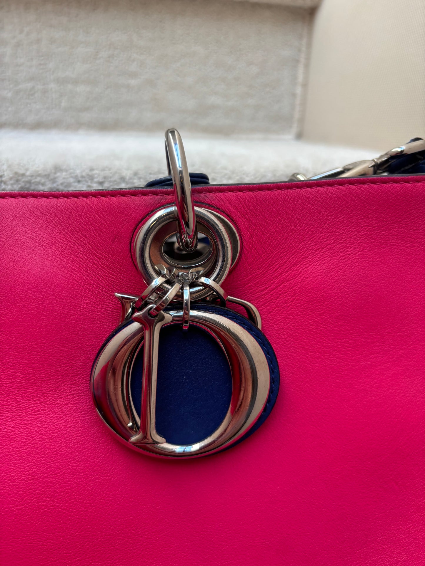 Christian Dior Diorissimo Tote in Hot Pink, Royal Blue & Python Pre-Owned