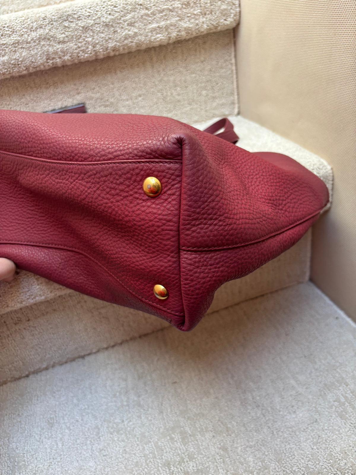 Miu Miu Vitello Danino Burgundy Leather Tote Pre-Owned