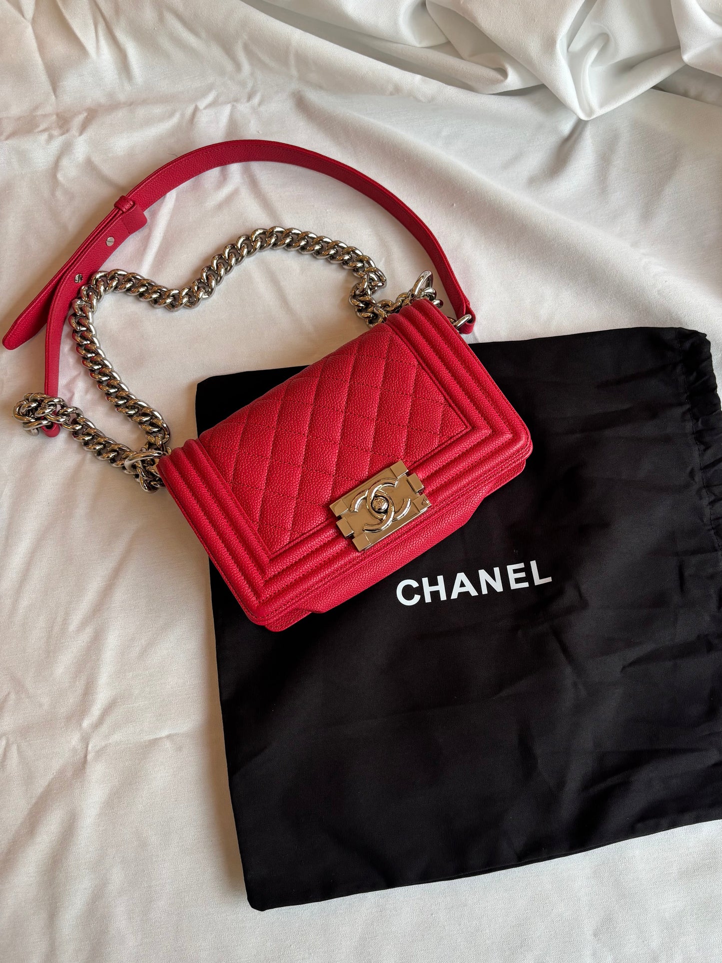 Chanel Boy Bag Small in Pink Caviar Leather Pre-Owned