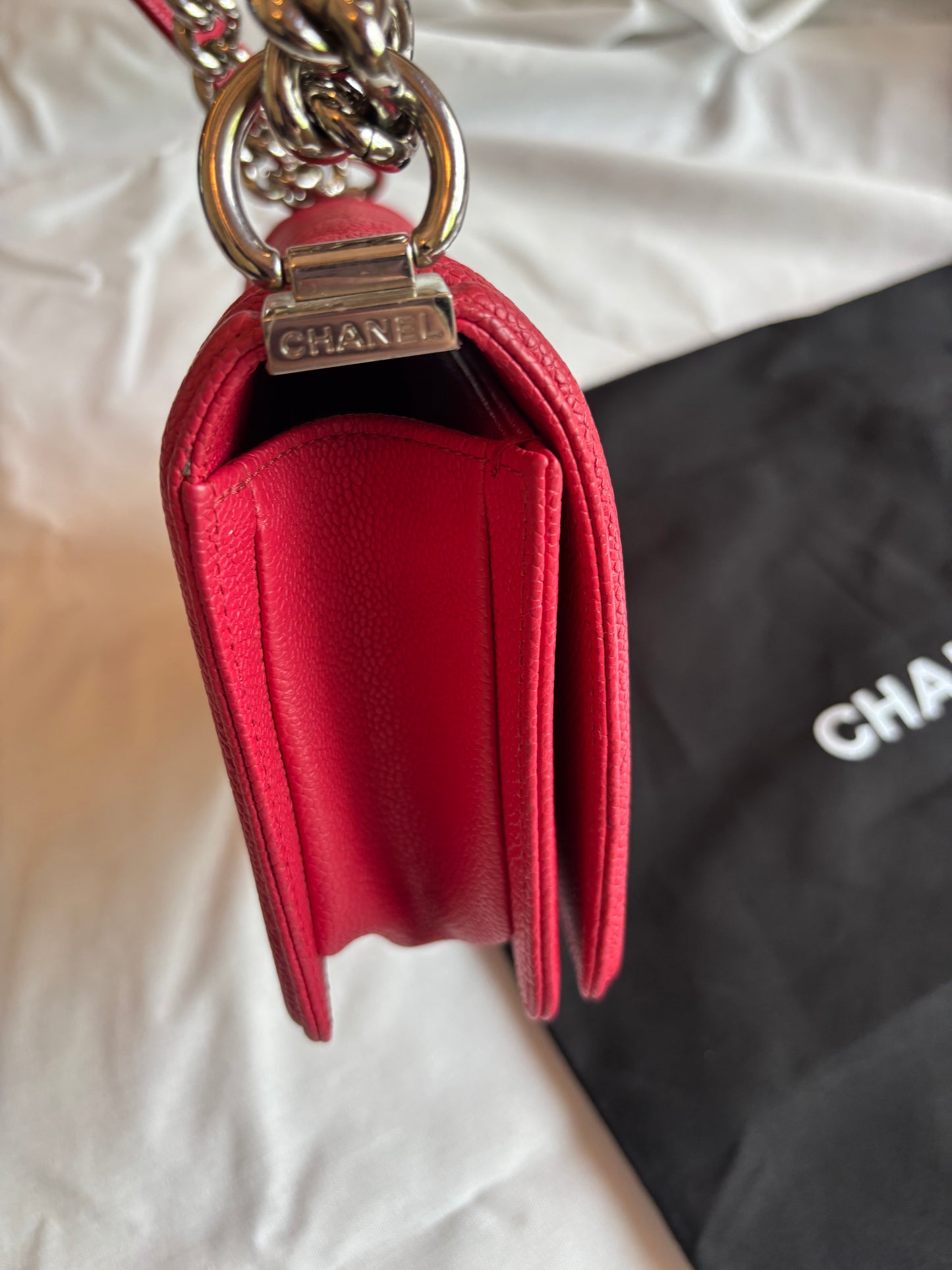 Chanel Boy Bag Small in Pink Caviar Leather Pre-Owned