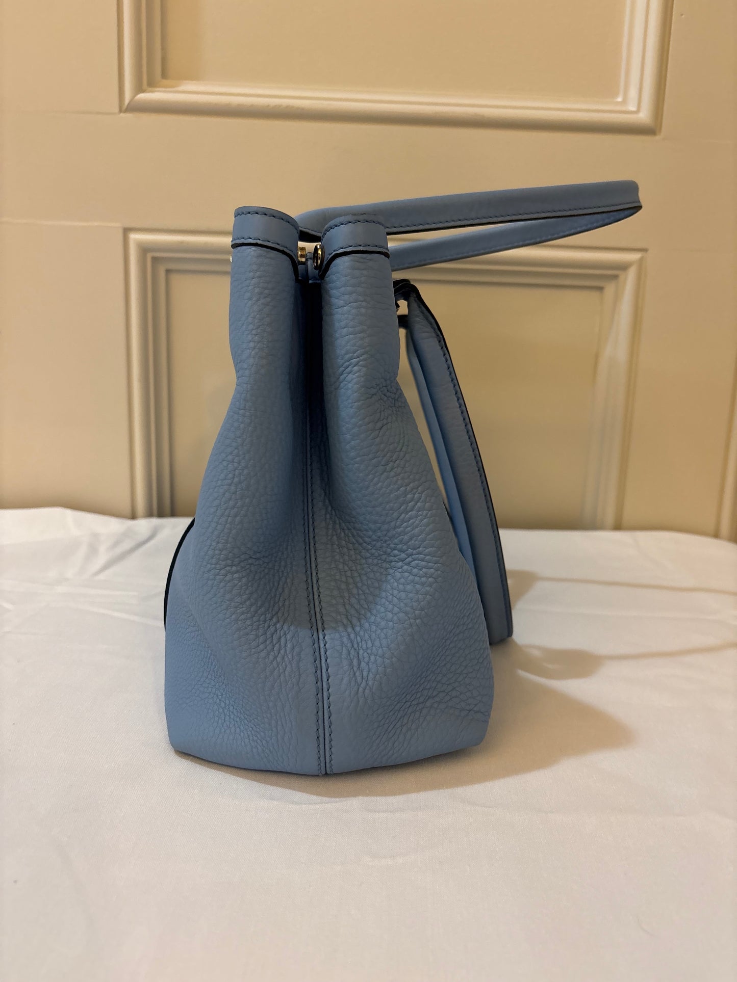 GUCCI GG Twins Guccissima Leather Tote Bag in Blue Pre-Owned