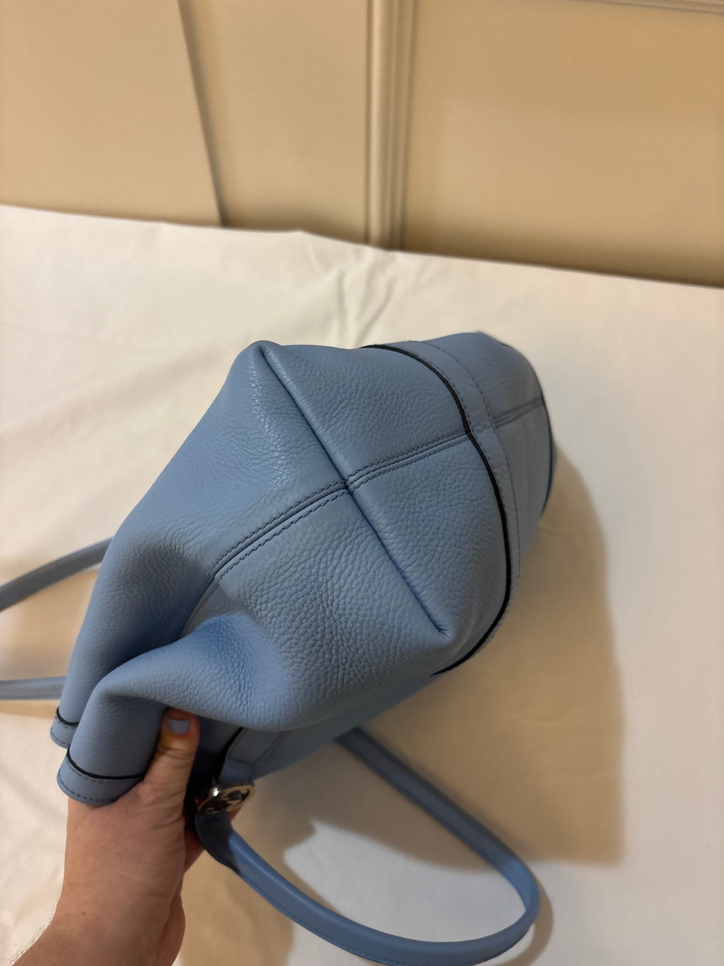 GUCCI GG Twins Guccissima Leather Tote Bag in Blue Pre-Owned