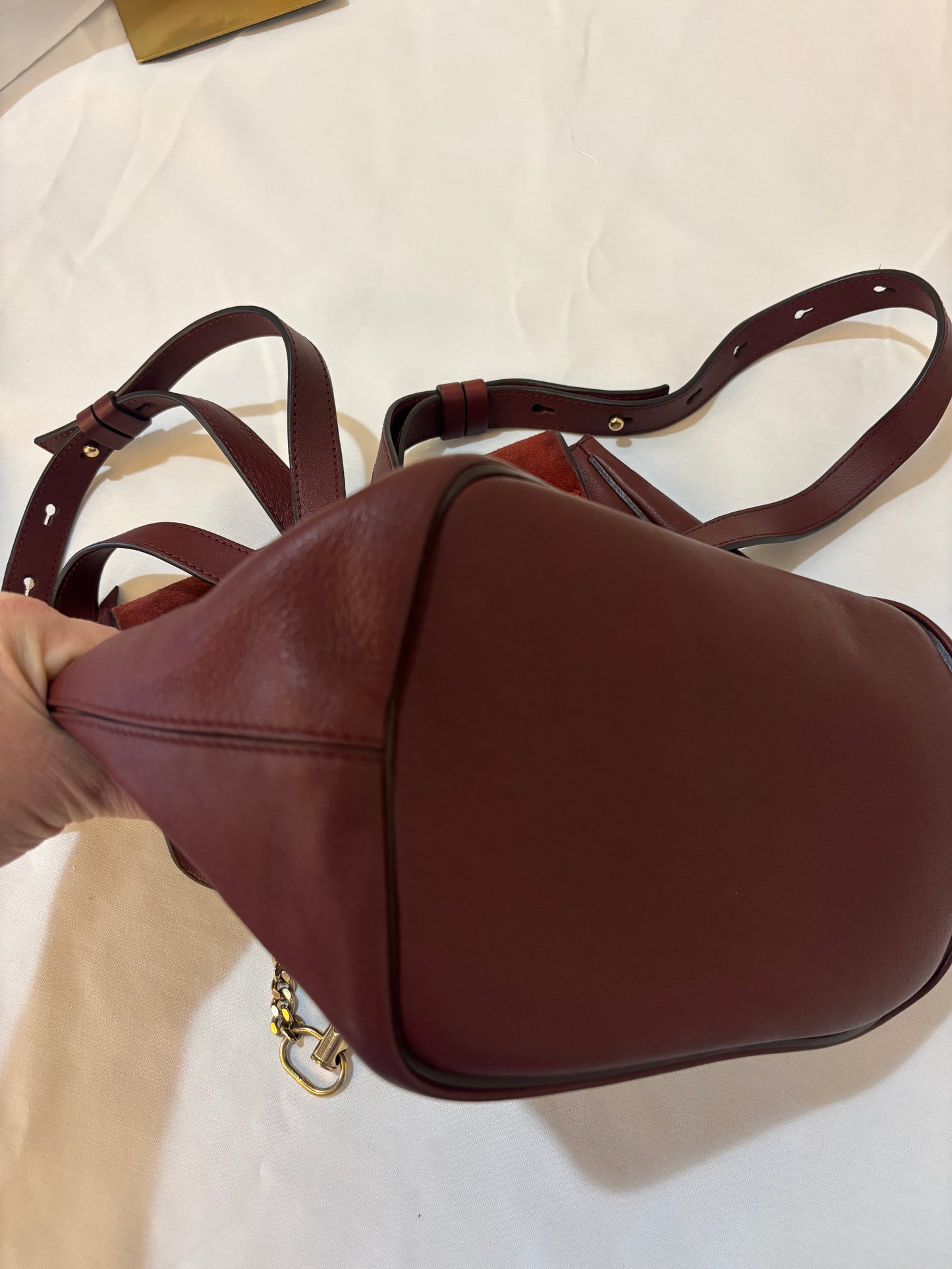 Chloe Suede Calfskin Medium Faye Backpack in Burgundy Pre-Owned