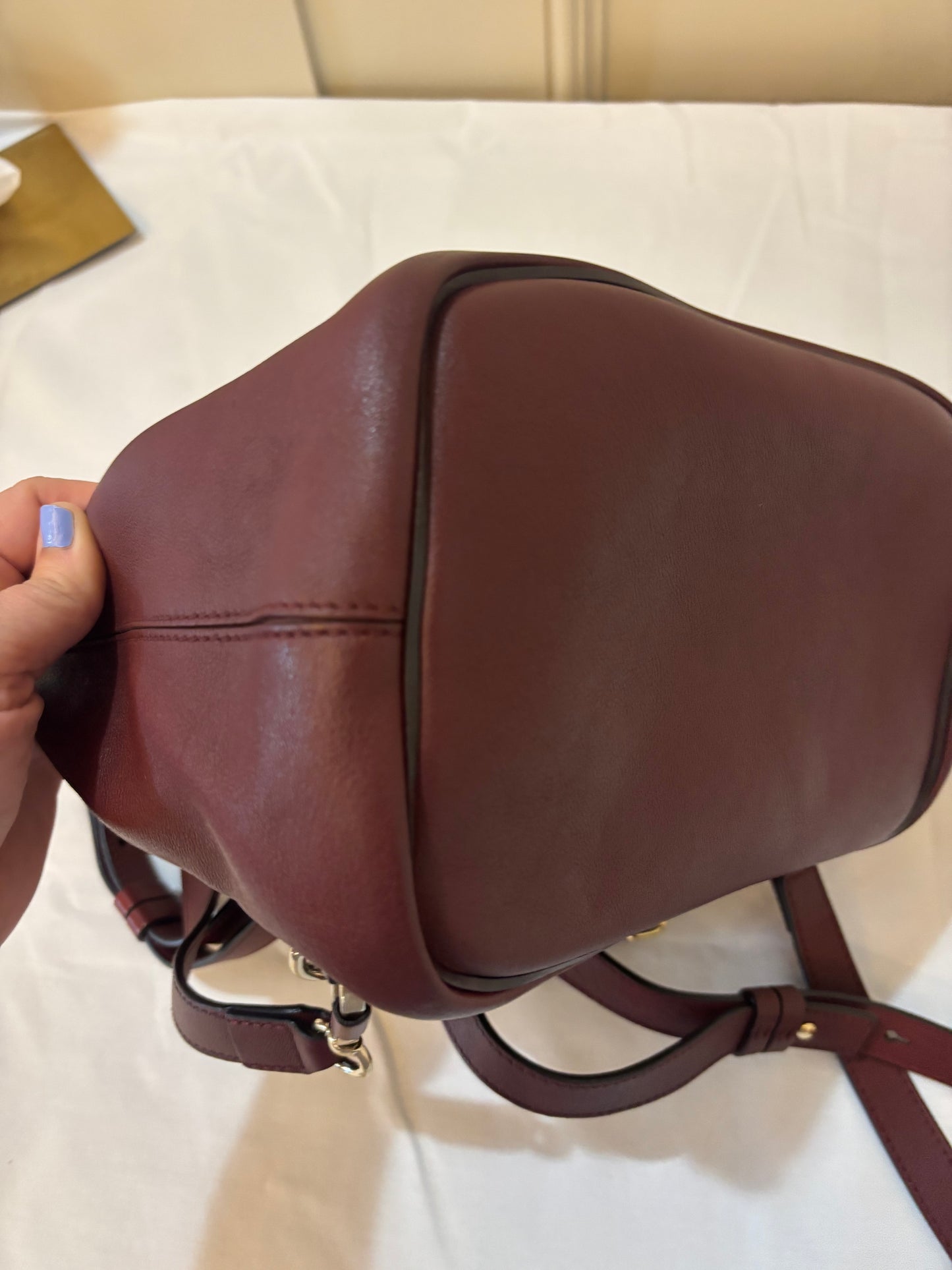 Chloe Suede Calfskin Medium Faye Backpack in Burgundy Pre-Owned