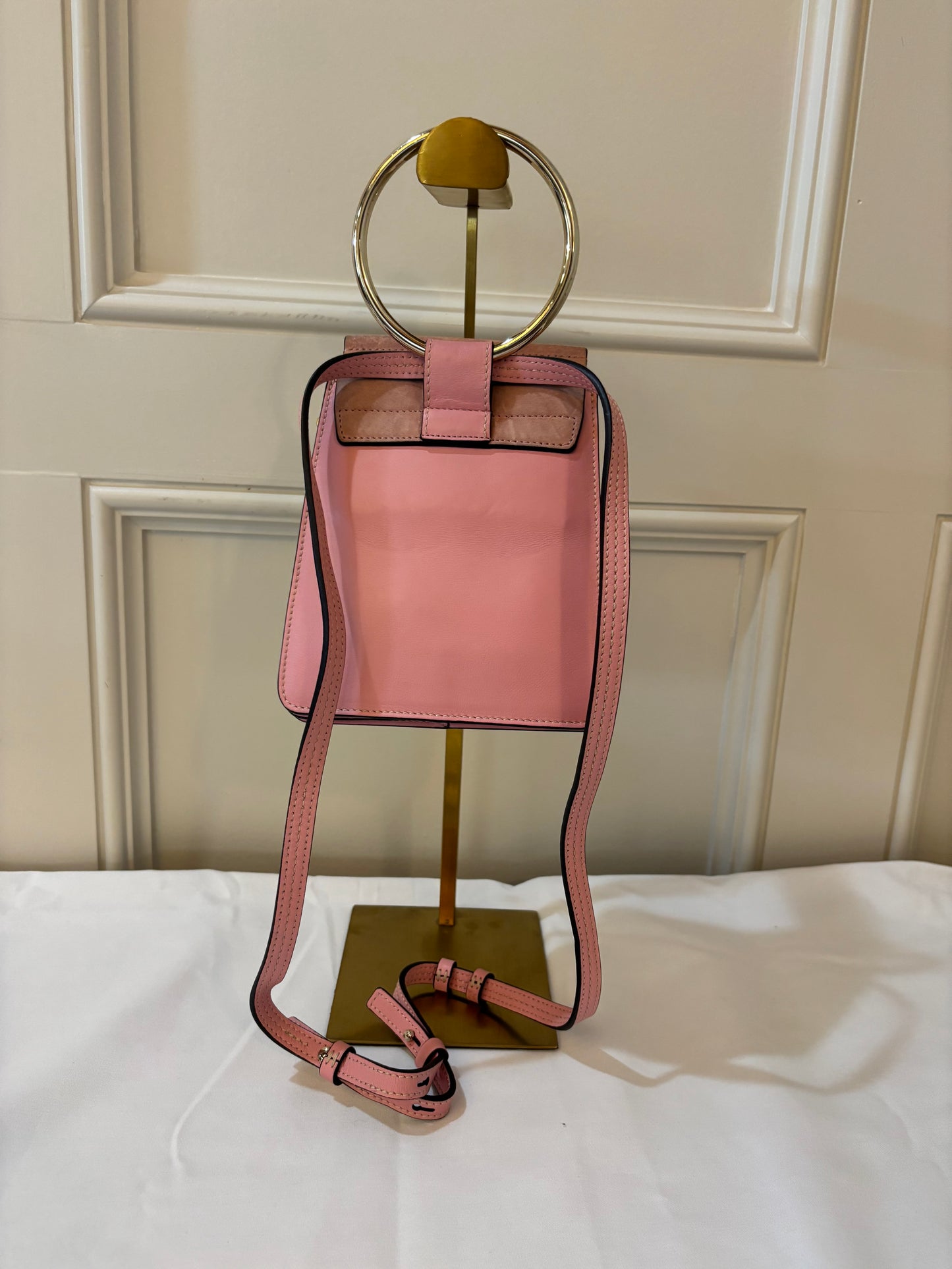 Chloe Suede Calfskin Mini Faye Bracelet Bag Pink Pre-Owned