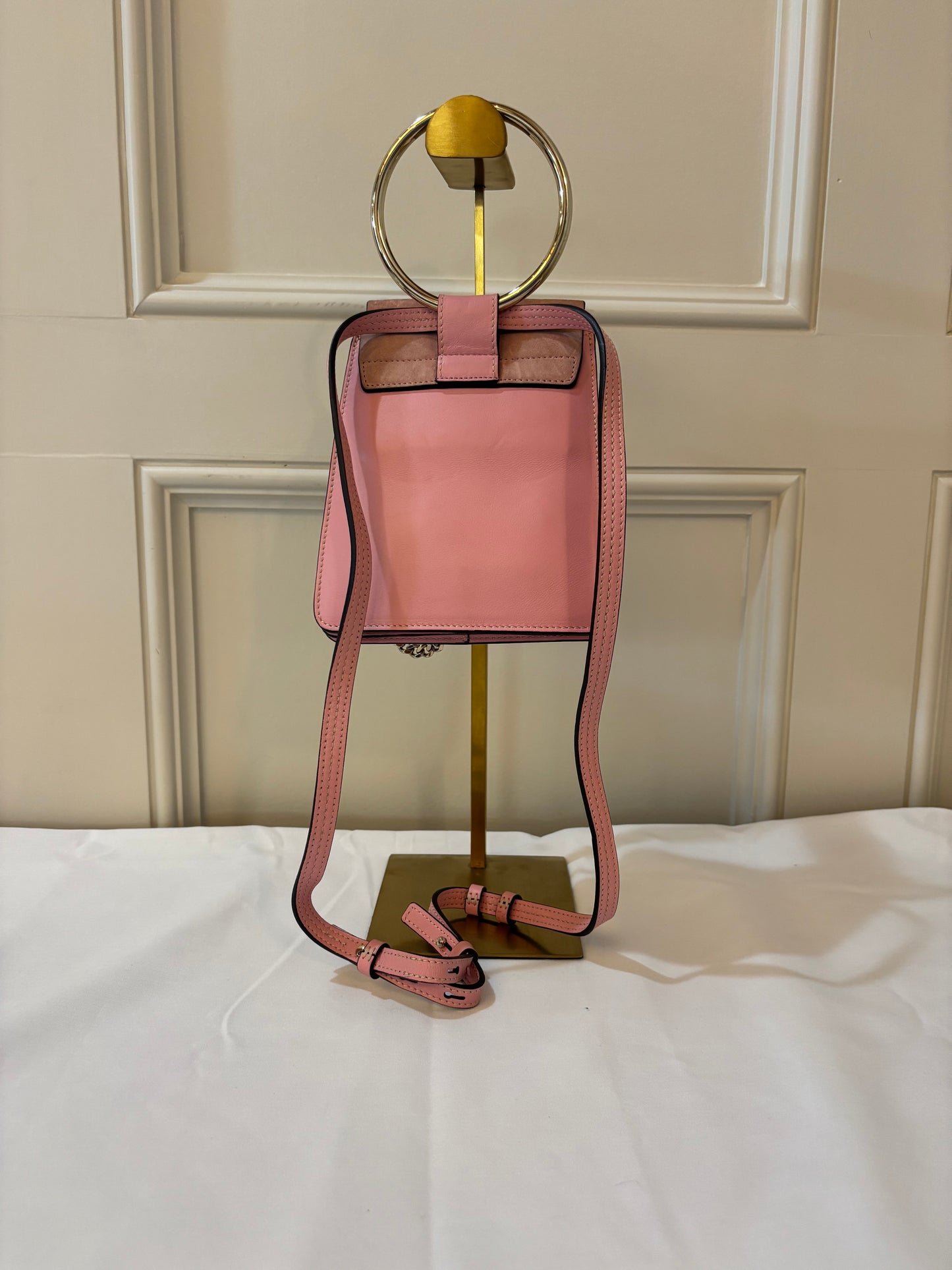 Chloe Suede Calfskin Mini Faye Bracelet Bag Pink Pre-Owned