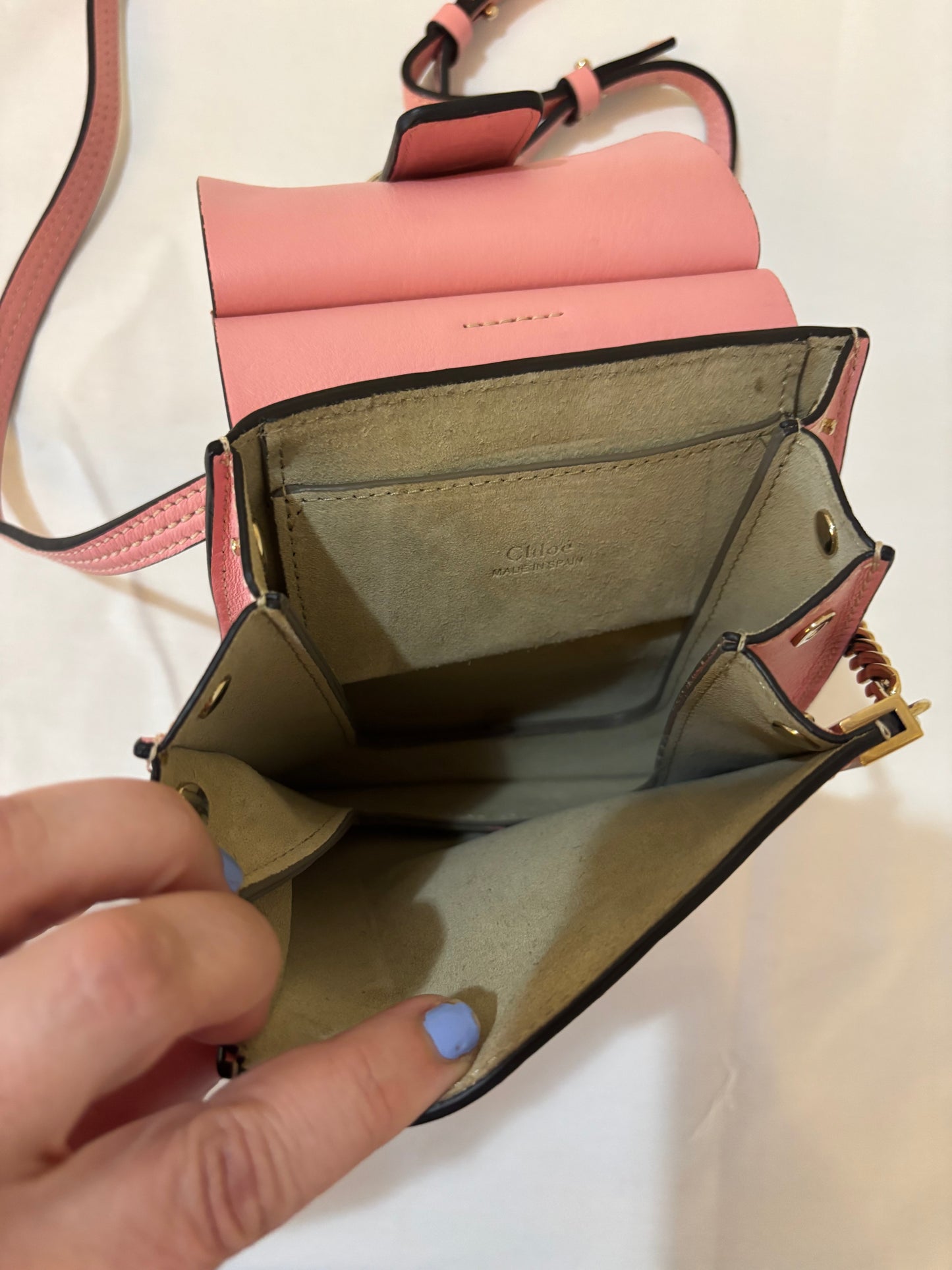 Chloe Suede Calfskin Mini Faye Bracelet Bag Pink Pre-Owned