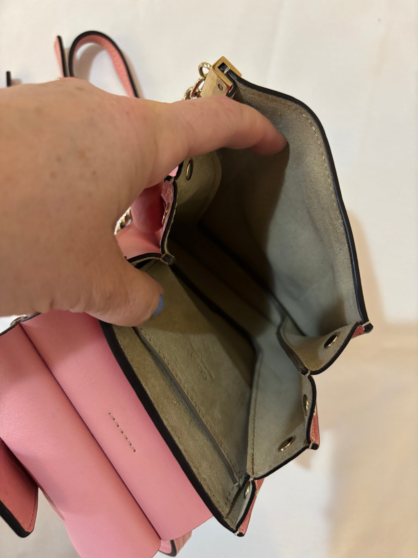 Chloe Suede Calfskin Mini Faye Bracelet Bag Pink Pre-Owned