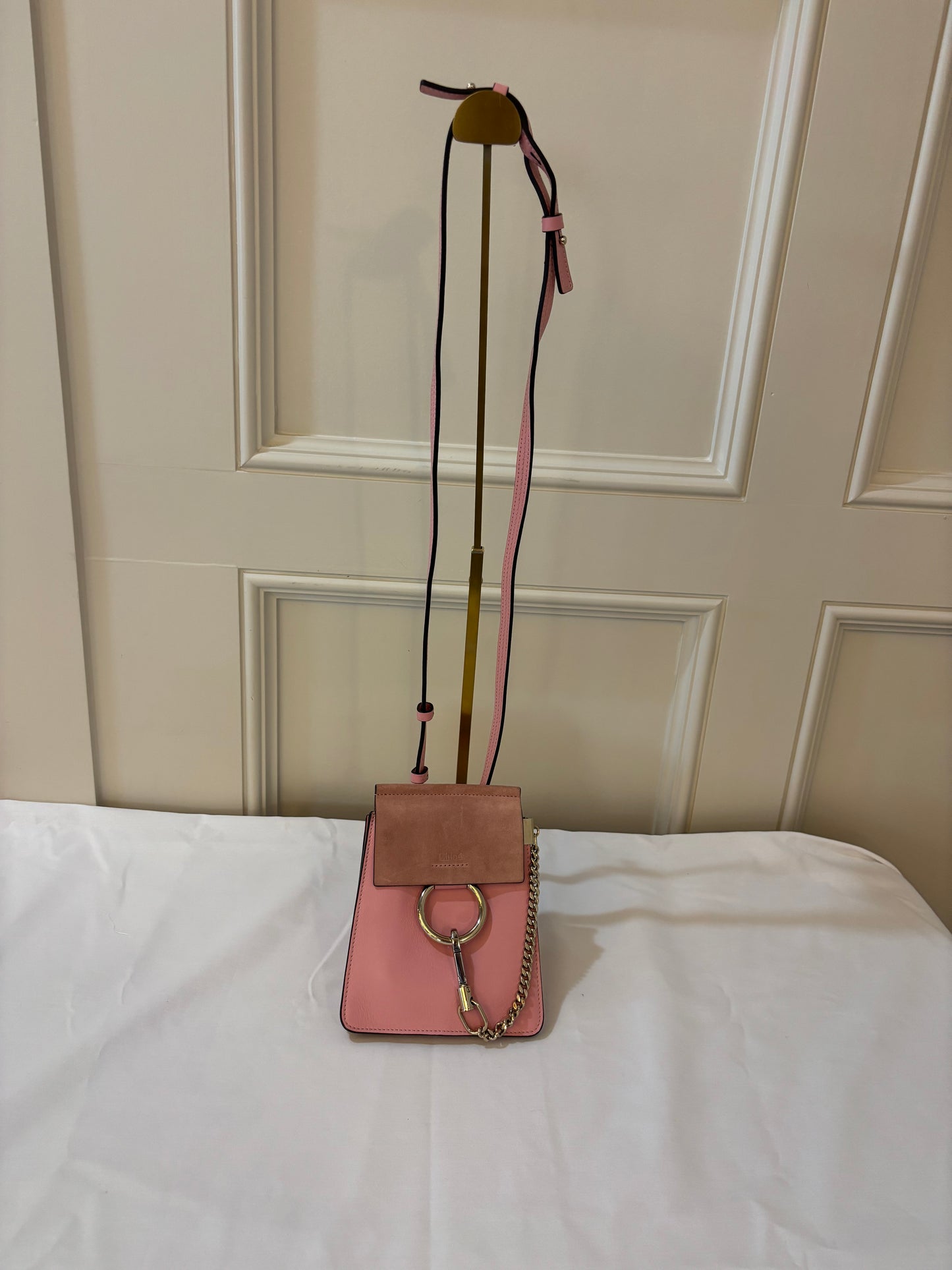 Chloe Suede Calfskin Mini Faye Bracelet Bag Pink Pre-Owned