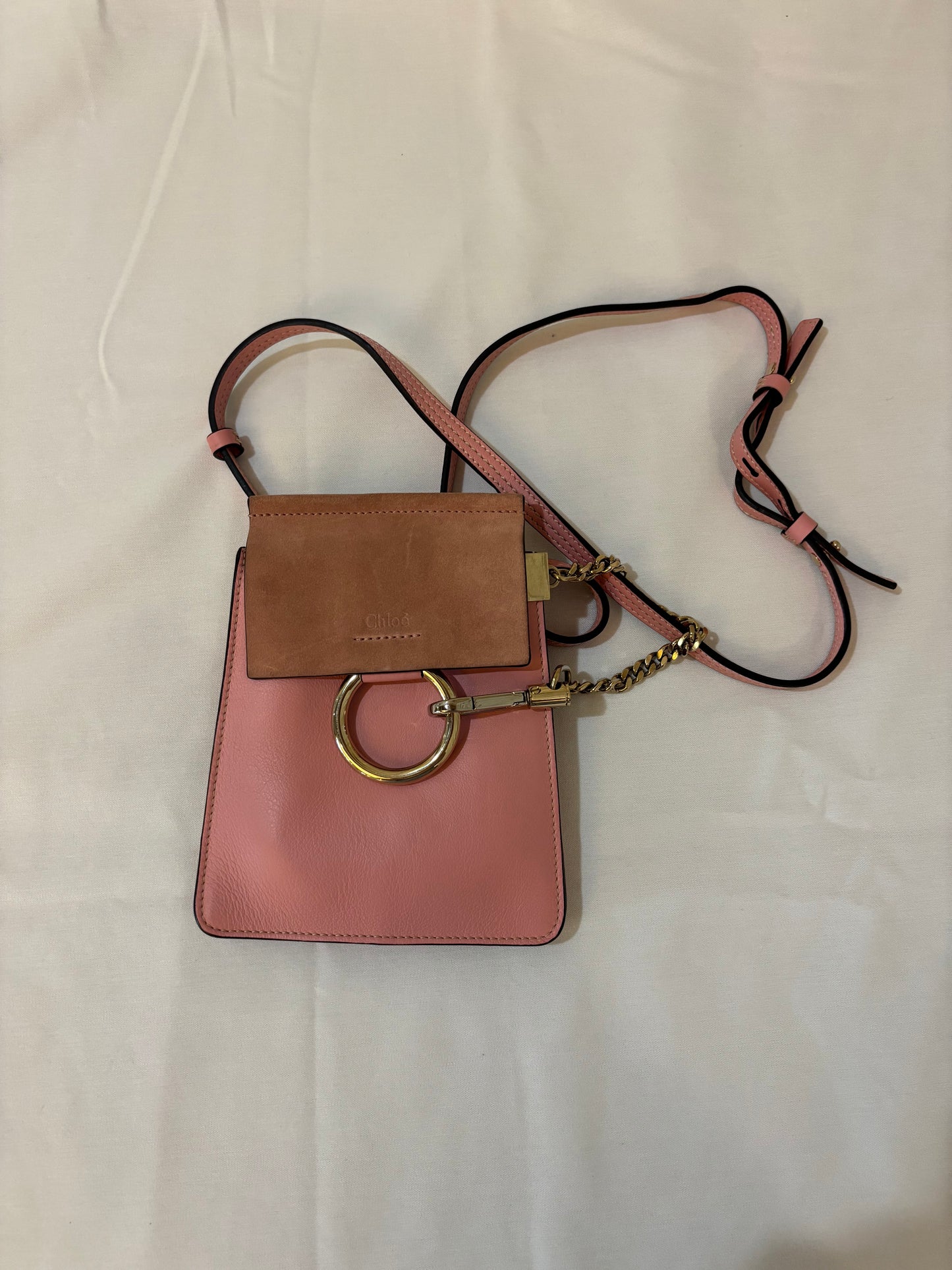 Chloe Suede Calfskin Mini Faye Bracelet Bag Pink Pre-Owned