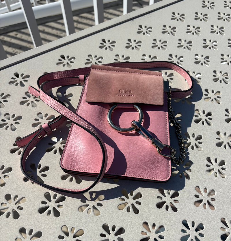 Chloe Suede Calfskin Mini Faye Bracelet Bag Pink Pre-Owned