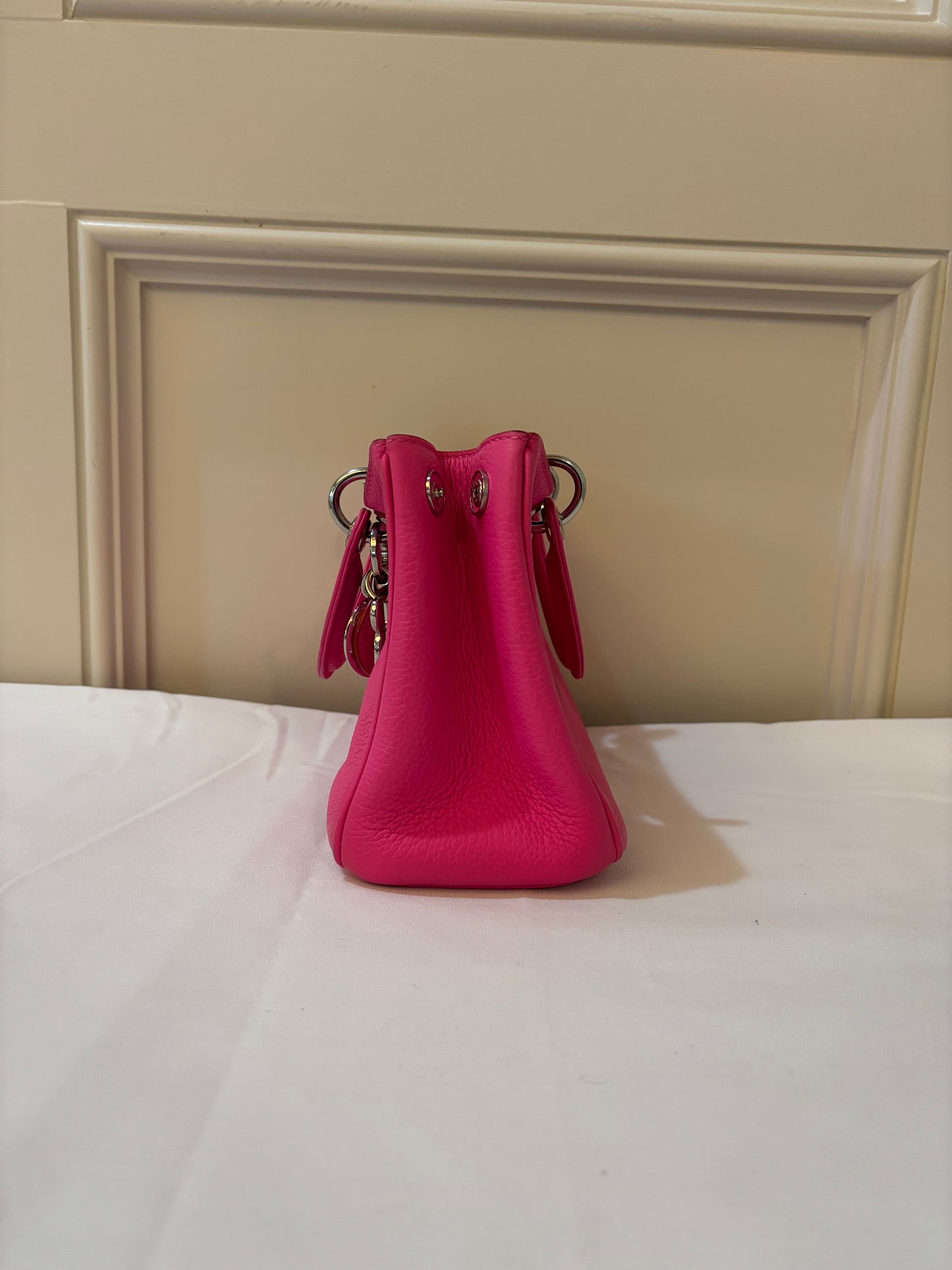 Christian Dior Calfskin Small Diorissimo Tote Fuchsia