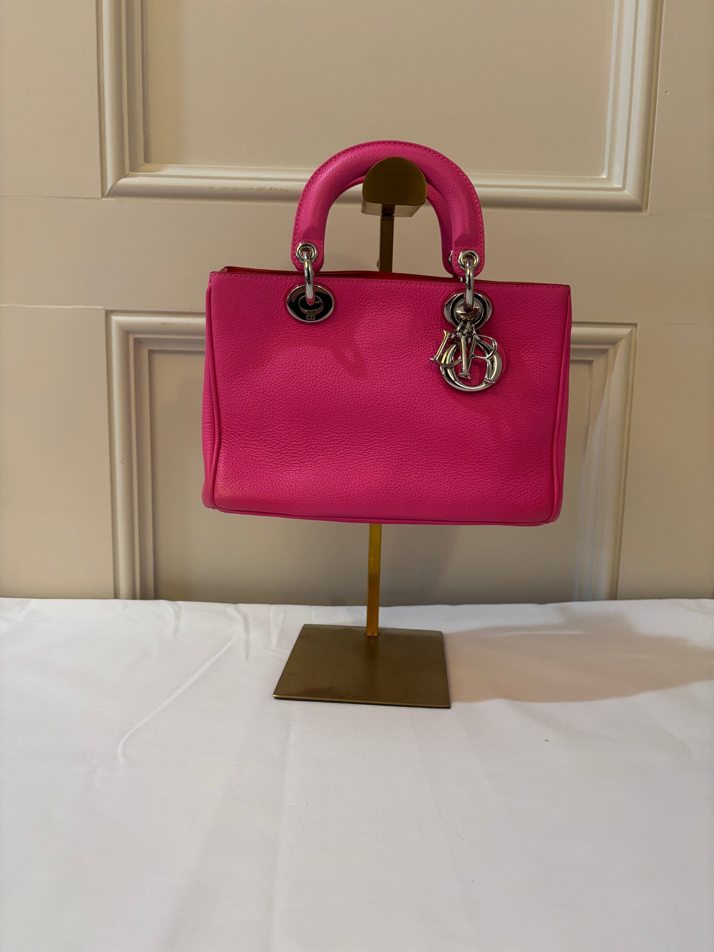Dior purse hot pink with silver hardware offered for sale preloved on purseonalshopper