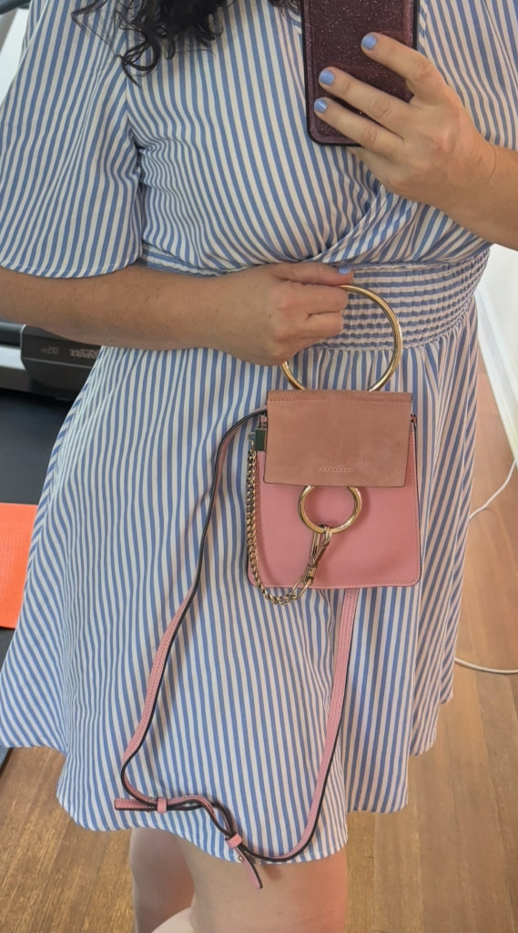 Chloe Suede Calfskin Mini Faye Bracelet Bag Pink Pre-Owned