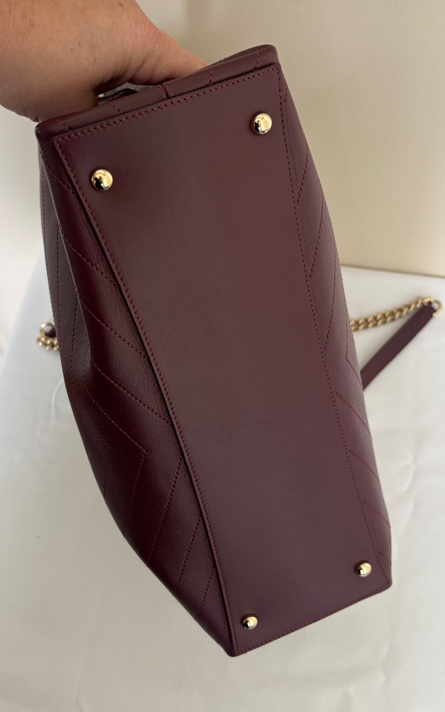 Chanel Chevron Shoulder Tote in Burgundy Chevon Pre-Owned