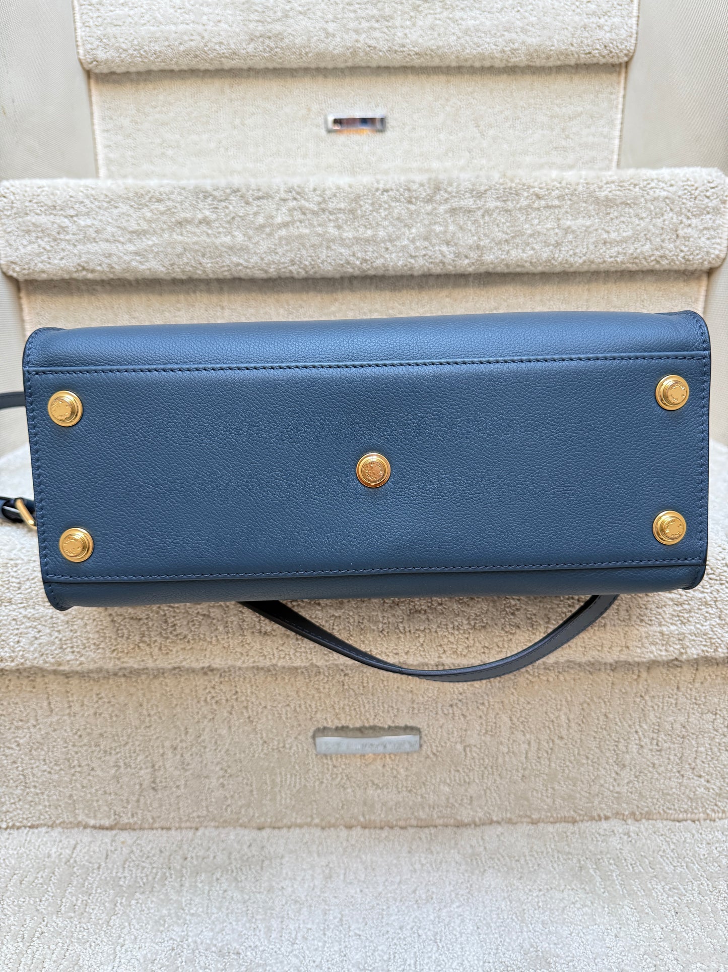 Louis Vuitton Calfskin Monogram On My Side MM in Navy with Python Trim