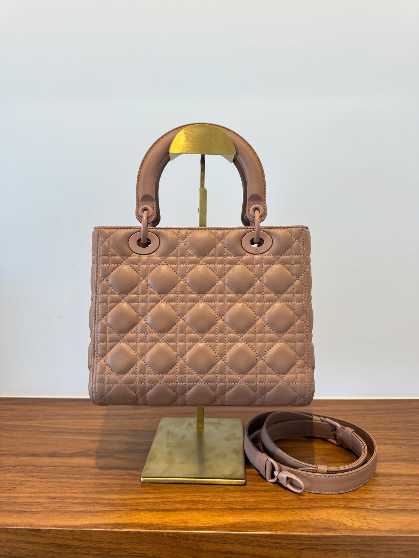 Dior Lady Dior Monochrome in Medium Size Beige Cannage Leather