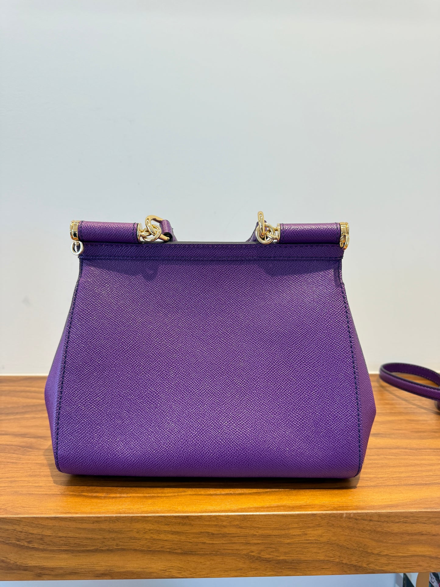 Dolce and Gabbana Calfskin Miss Sicily Satchel in Purple Pre-Owned