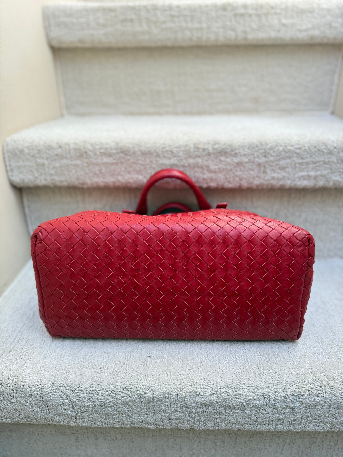 Bottega Veneta Intrecciato Small Roma in Red