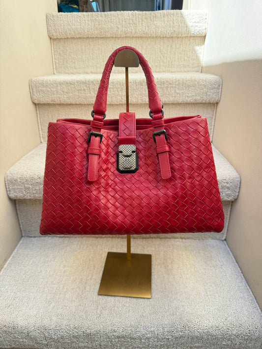 Bottega Veneta Intrecciato Small Roma in Red