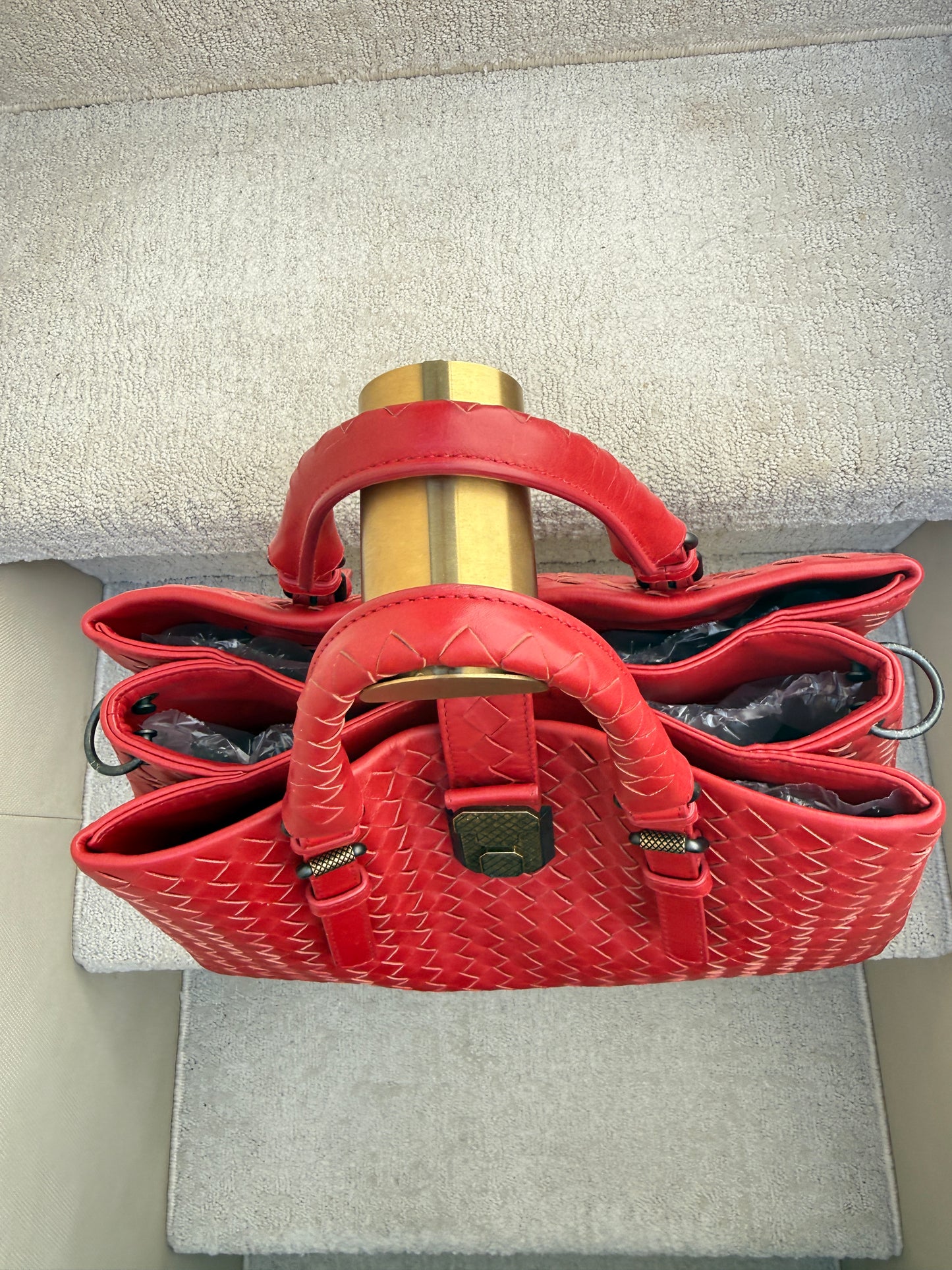 Bottega Veneta Intrecciato Small Roma in Red