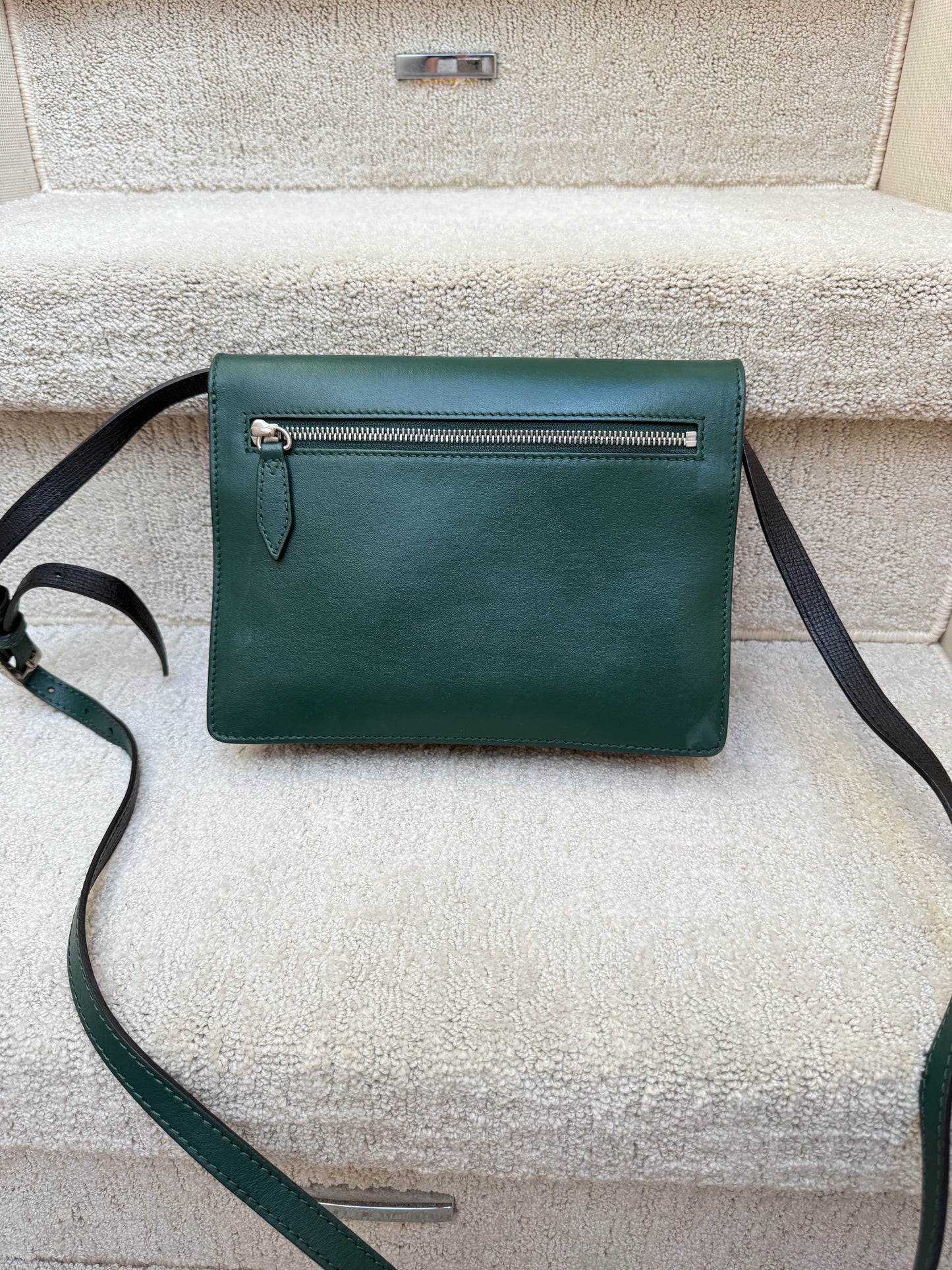 Burberry Derby Calfskin Baby Macken Crossbody Bag Black & Green