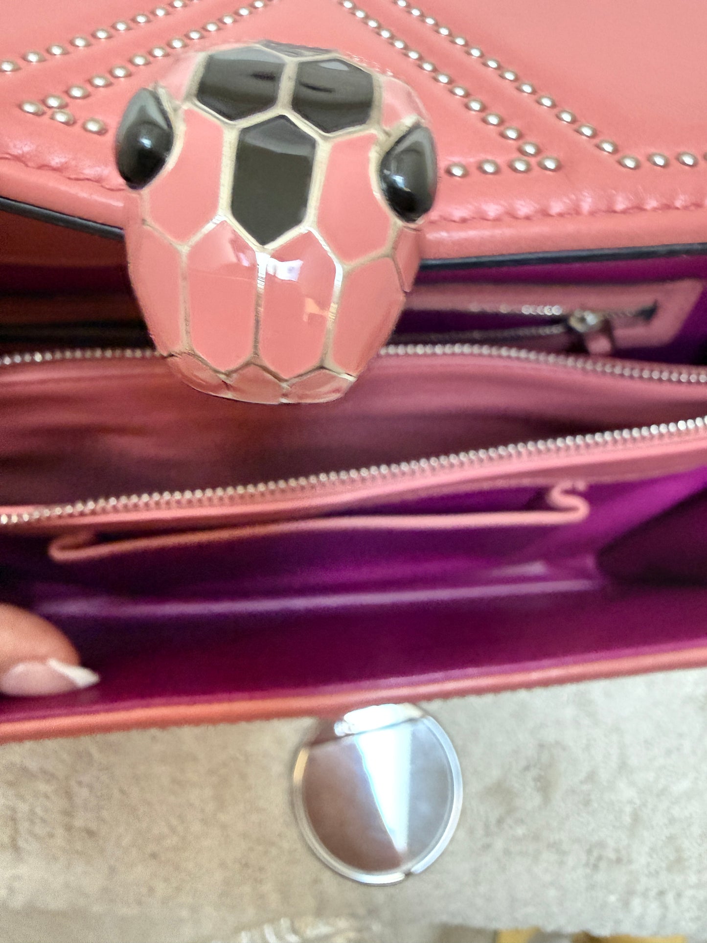 Bvlgari Serpenti Forever Pink Studded Shoulder Bag