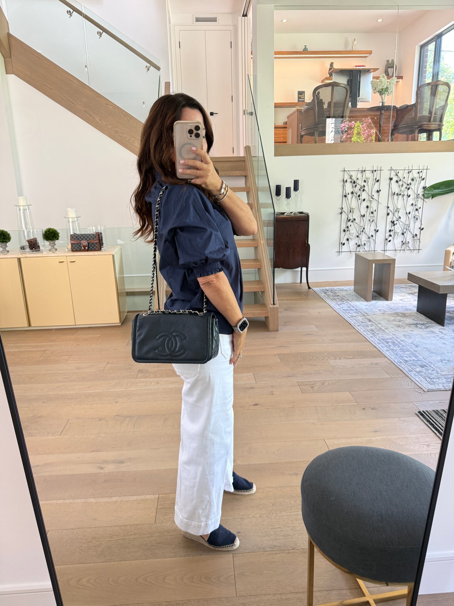 Chanel Caviar Medium Timeless CC Flap Navy Pre-Owned