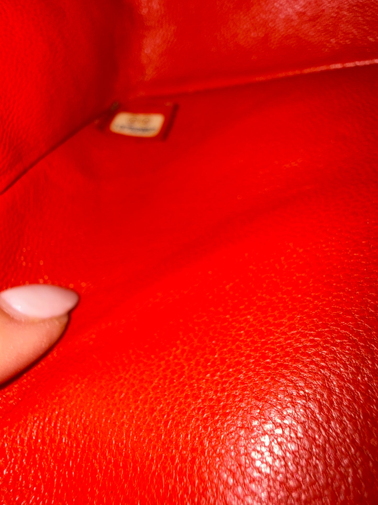 close up of serial number on chanel classic double flap in medium